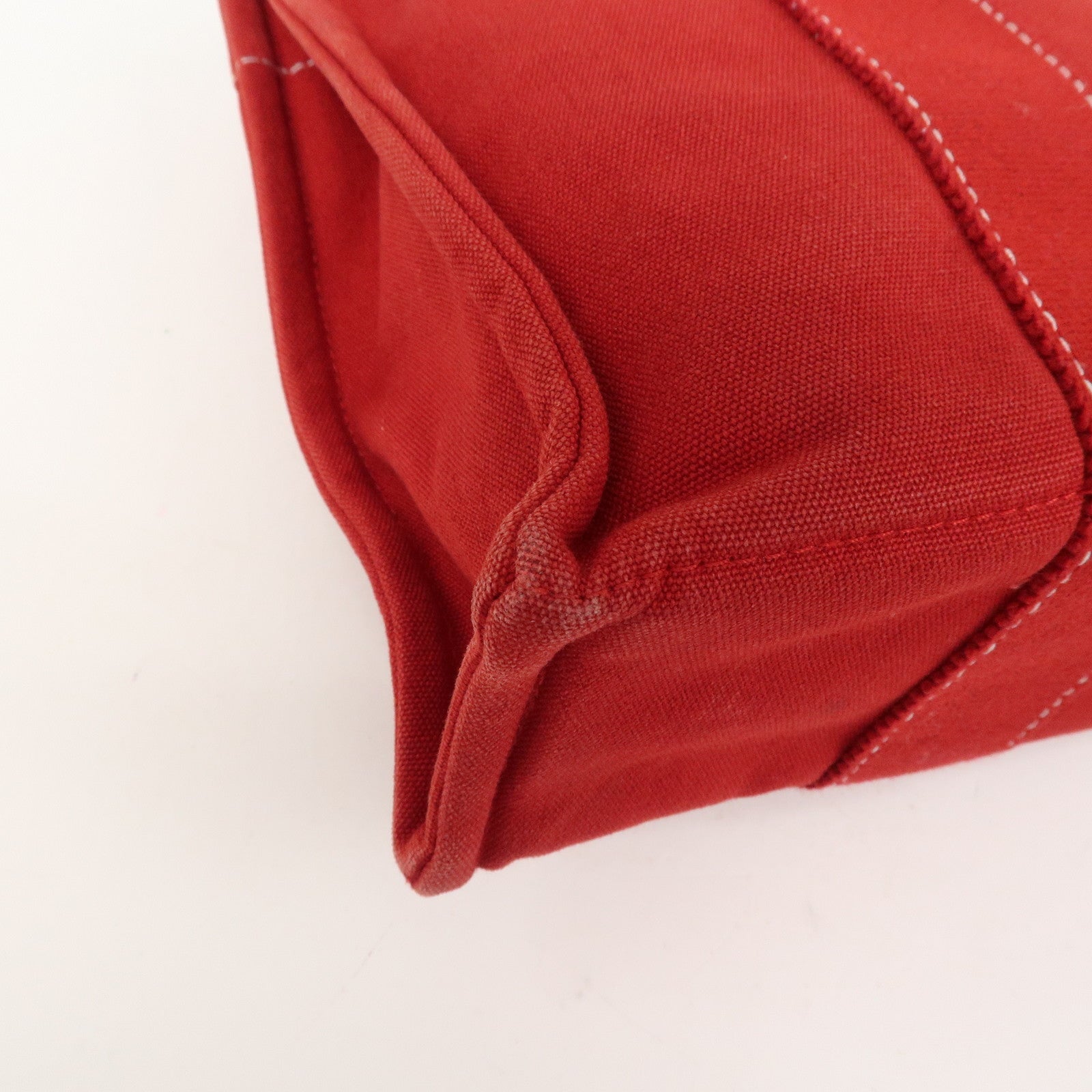 HERMES Deauville PM Canvas Tote Bag Hand Bag Red
