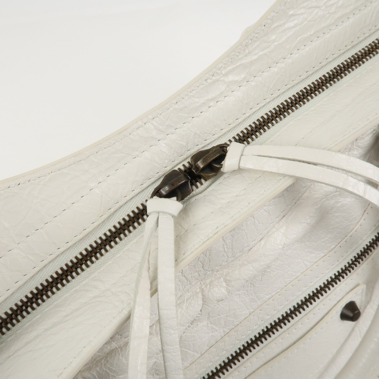 BALENCIAGA The City Leather 2Way Hand Bag White 115748 Used