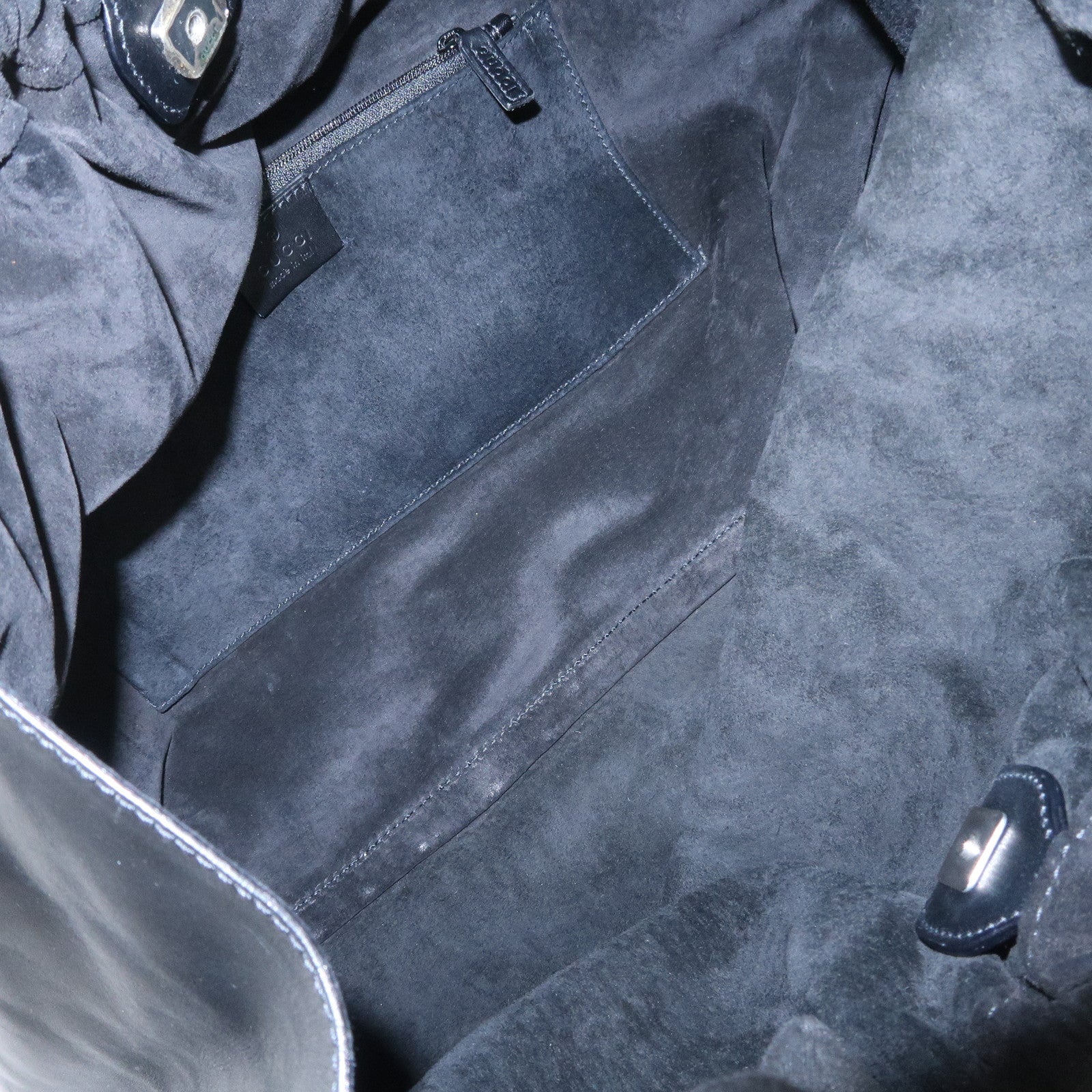 GUCCI Logo Suede Leather Shoulder Bag Hand Bag Black 001・4332