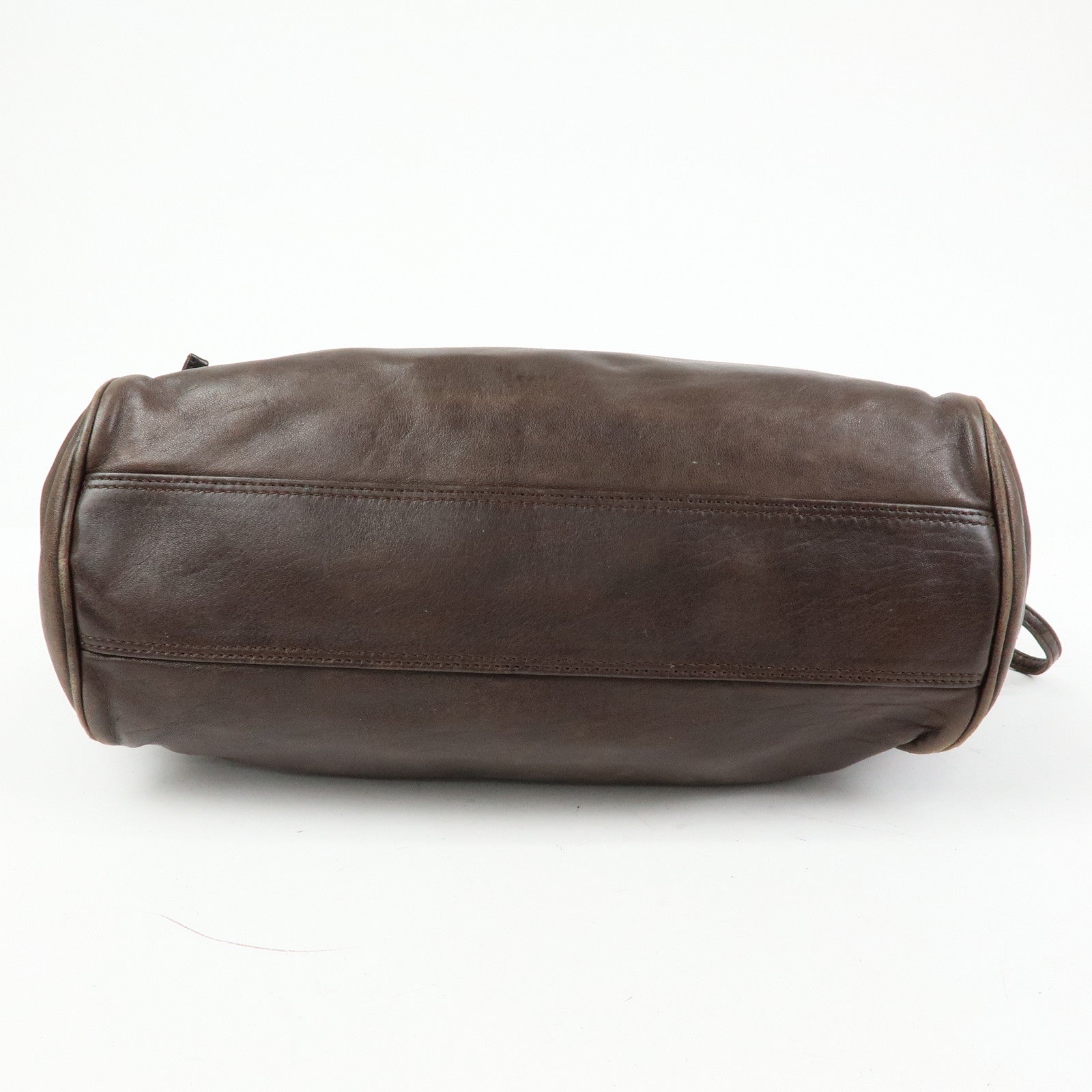 CELINE Side Ribbon Leather Shoulder Bag Hand Bag Brown