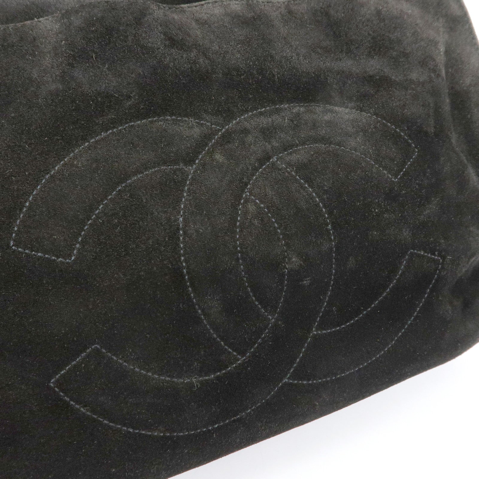 CHANEL COCO Mark Suede Chan Shoulder Bag Black