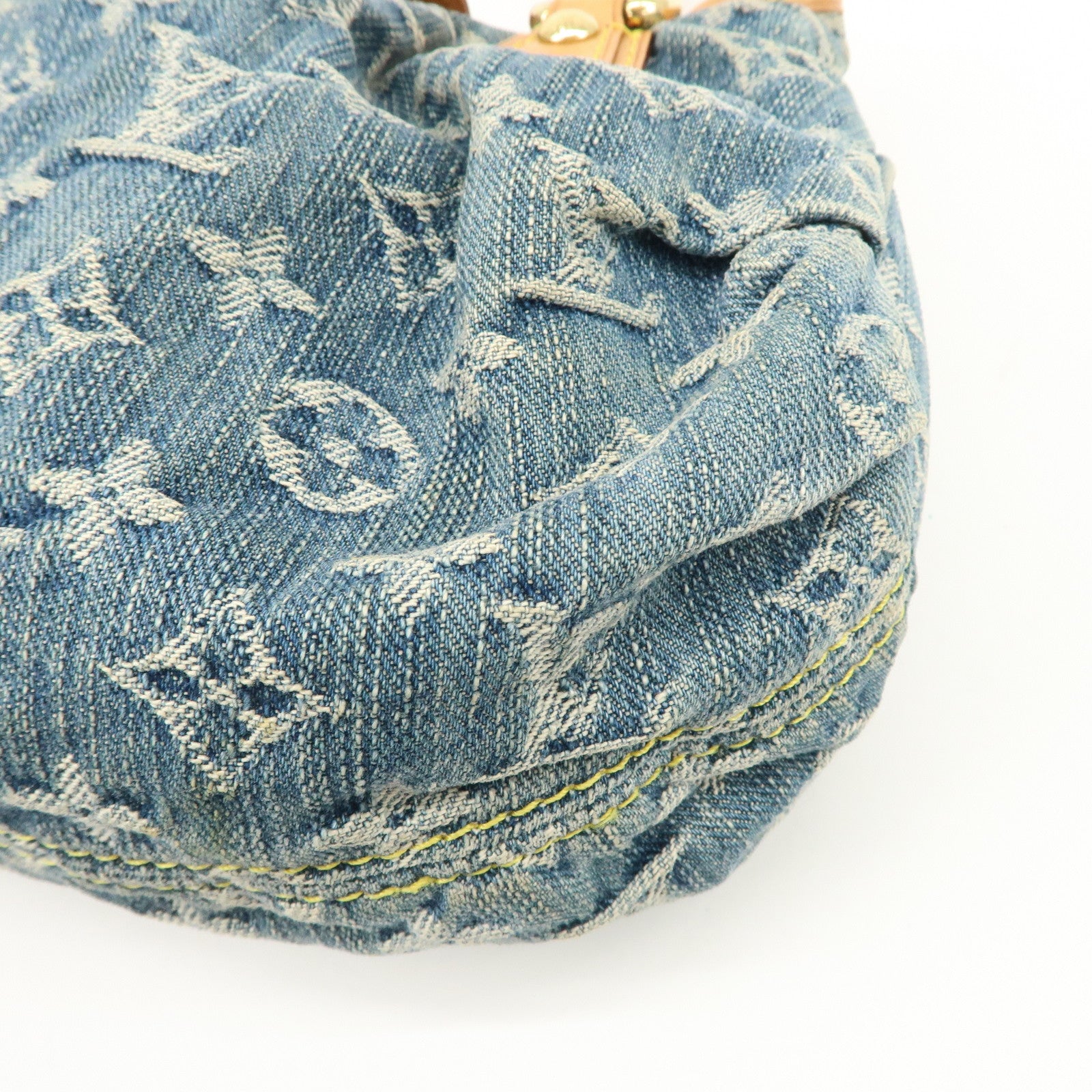 Louis Vuitton Monogram Denim Pleaty Hand Bag Blue M95020 Used