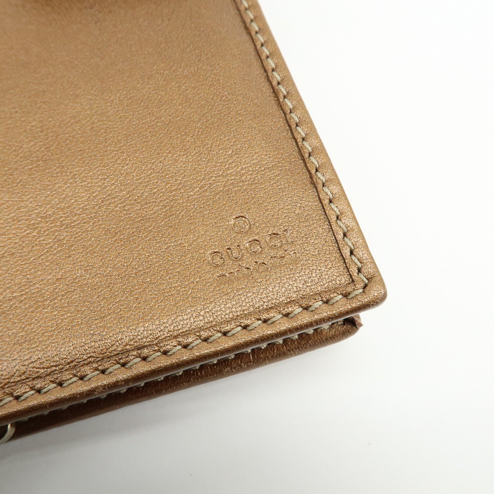 GUCCI Interlocking G GG Canvas Leather Long Wallet Light Brown