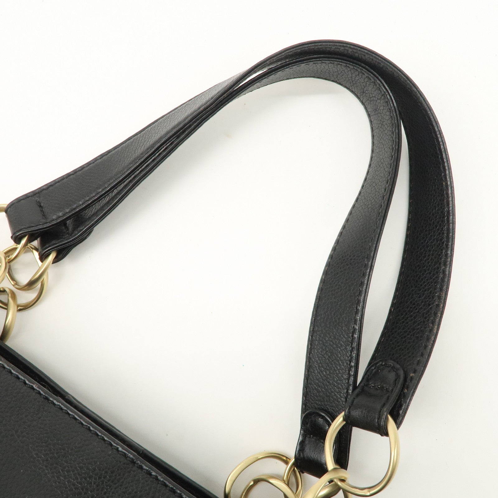 CHANEL COCO Mark Chain Tote Bag Shoulder Bag Black Gold Used