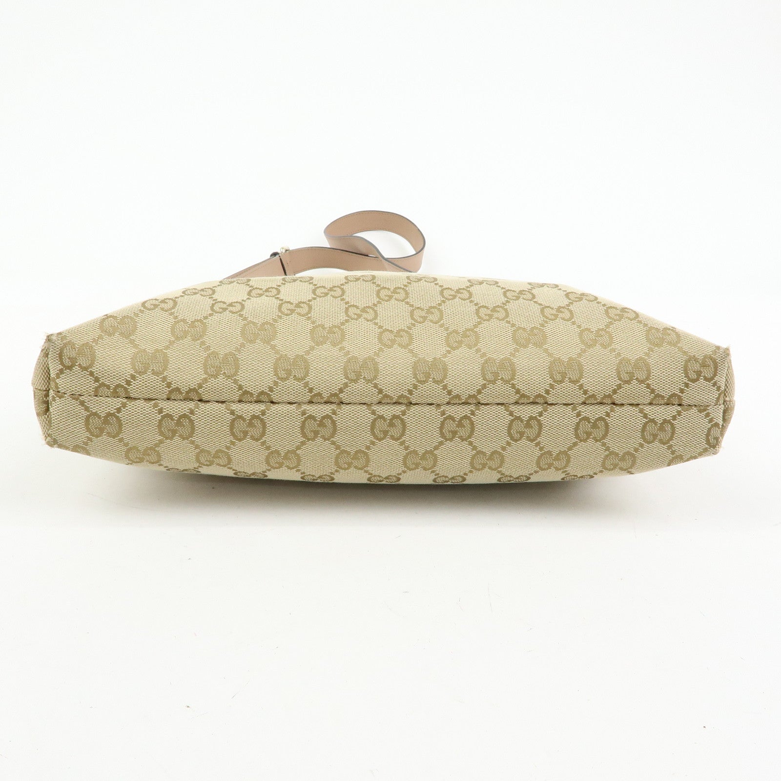 GUCCI GG Canvas Leather Shoulder Crossbody Bag Beige Pink 388924