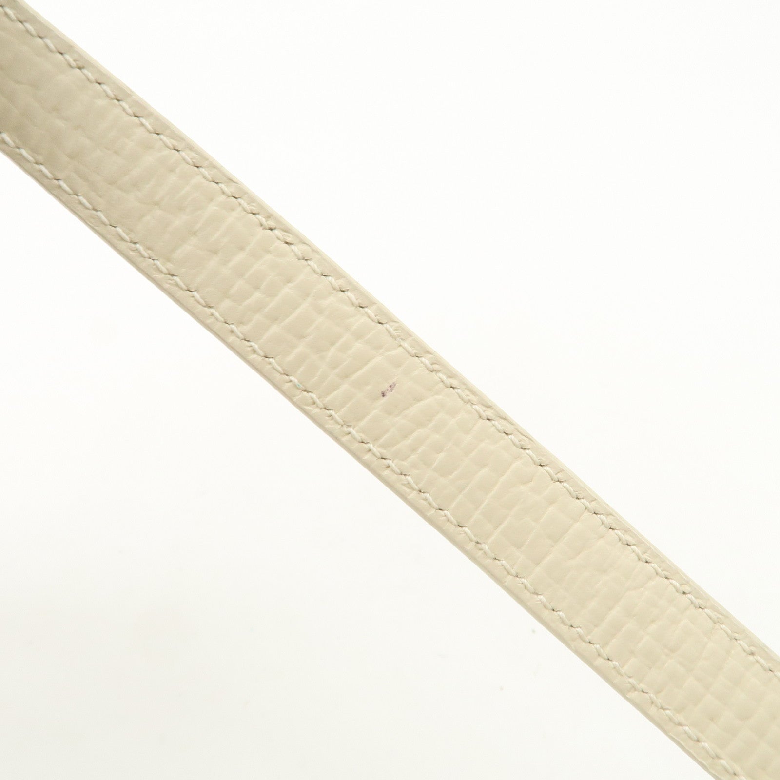 LOEWE Leather Shoulder Bag Ivory Silver Hardware Used