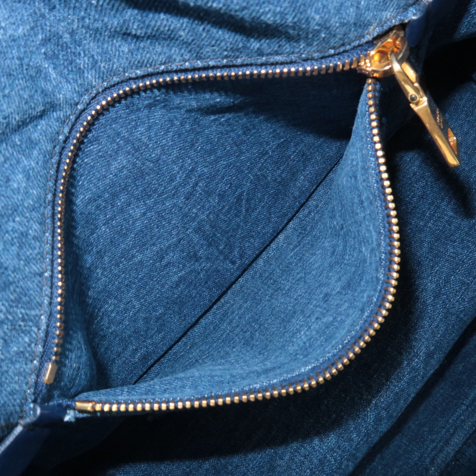 PRADA Triangle Logo Canapa Canvas Denim Hand Bag Navy B1877B Used