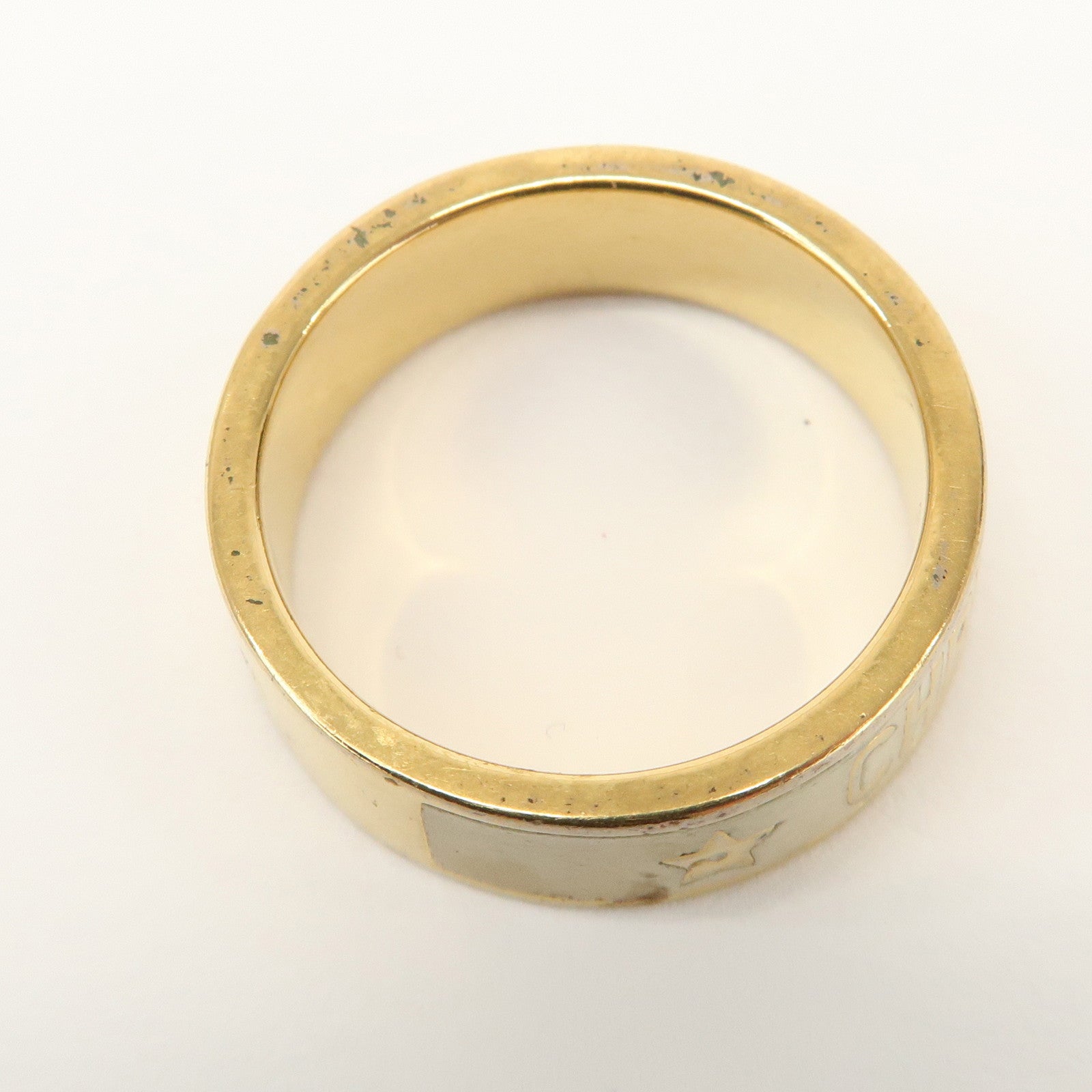 Christian Dior Code Metal Rhinestone Three-band Ring M Gold