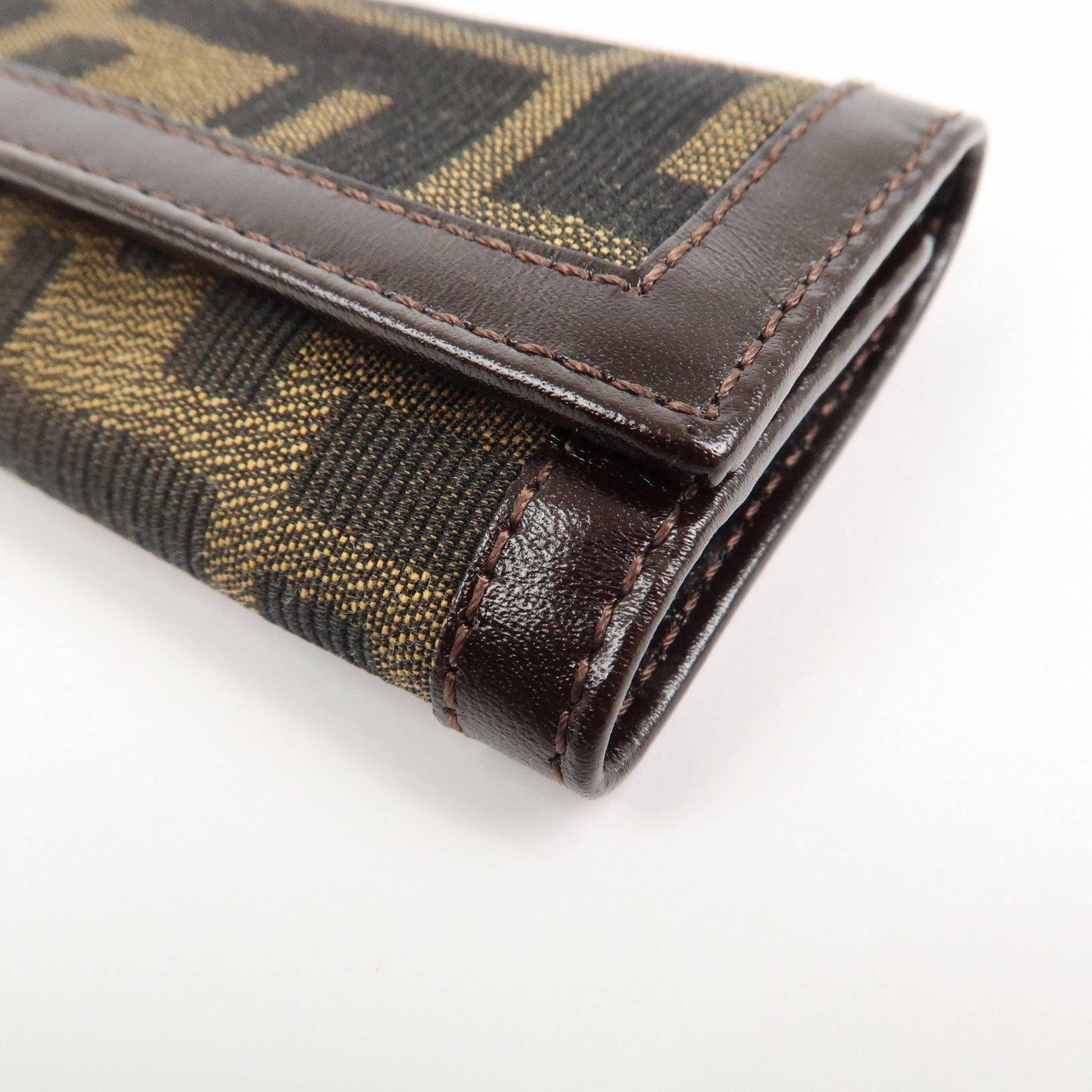 FENDI Zucca Canvas Leather 6 Ring Key Case Brown 10163