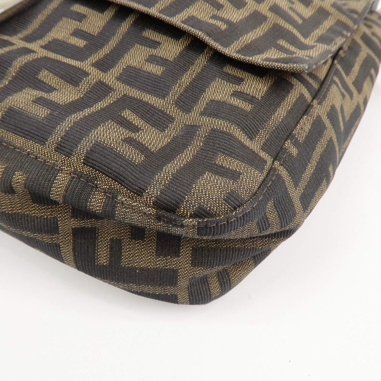 FENDI Zucca Canvas Leather Shoulder Bag Crossbody Bag Brown 26695