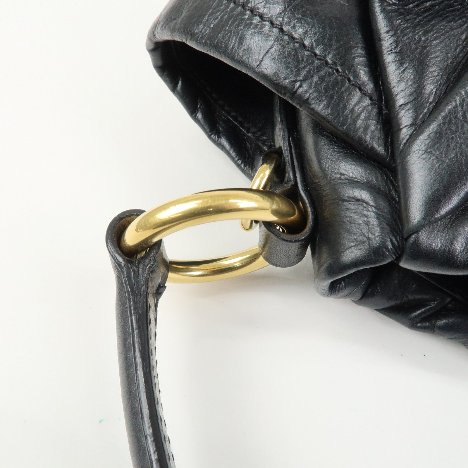 PRADA Triangle Logo Leather 2Way Bag Hand Bag Black BN1642