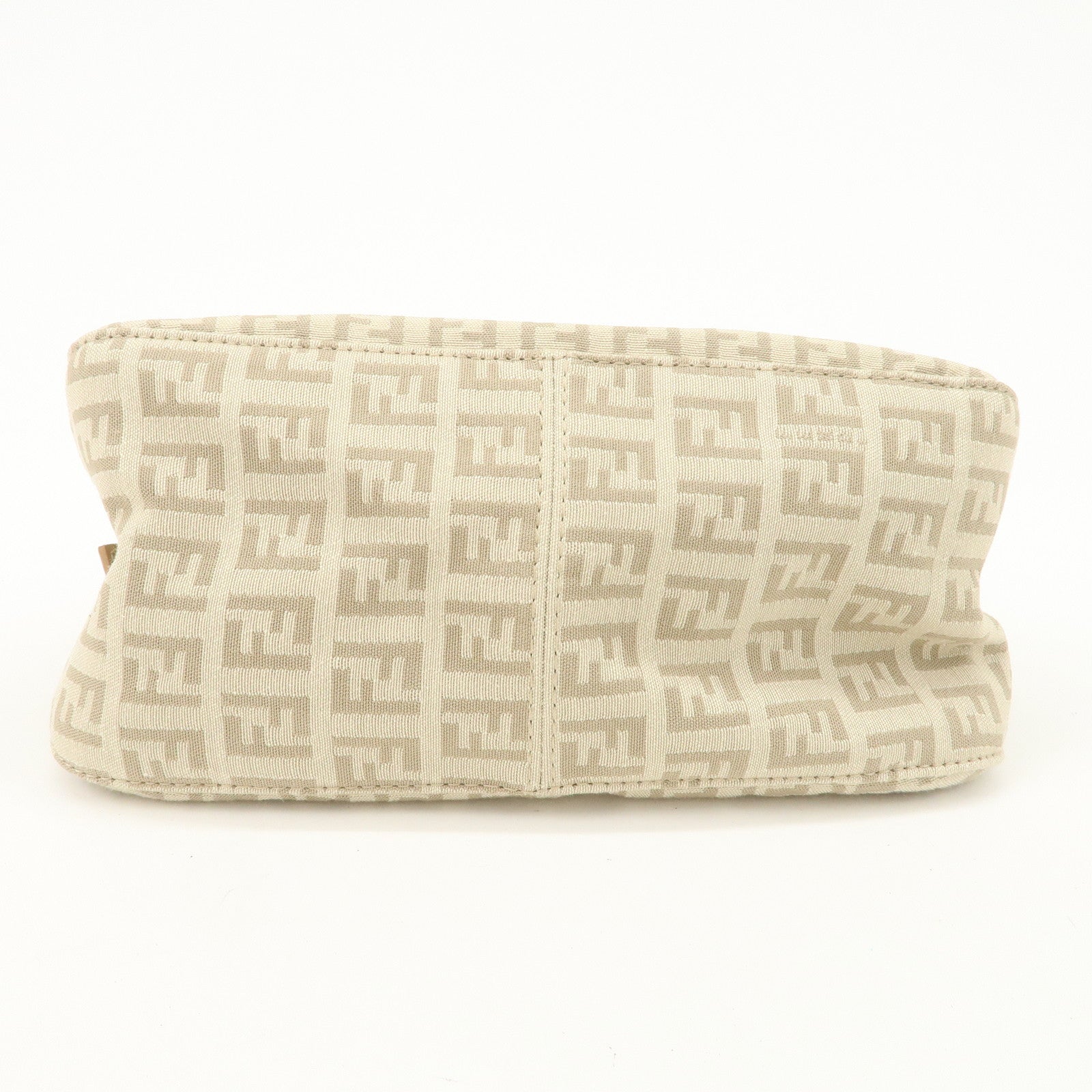 FENDI Mini Mamma Baguette Zucchino Canvas Leather Shoulder Bag Beige 8BR180