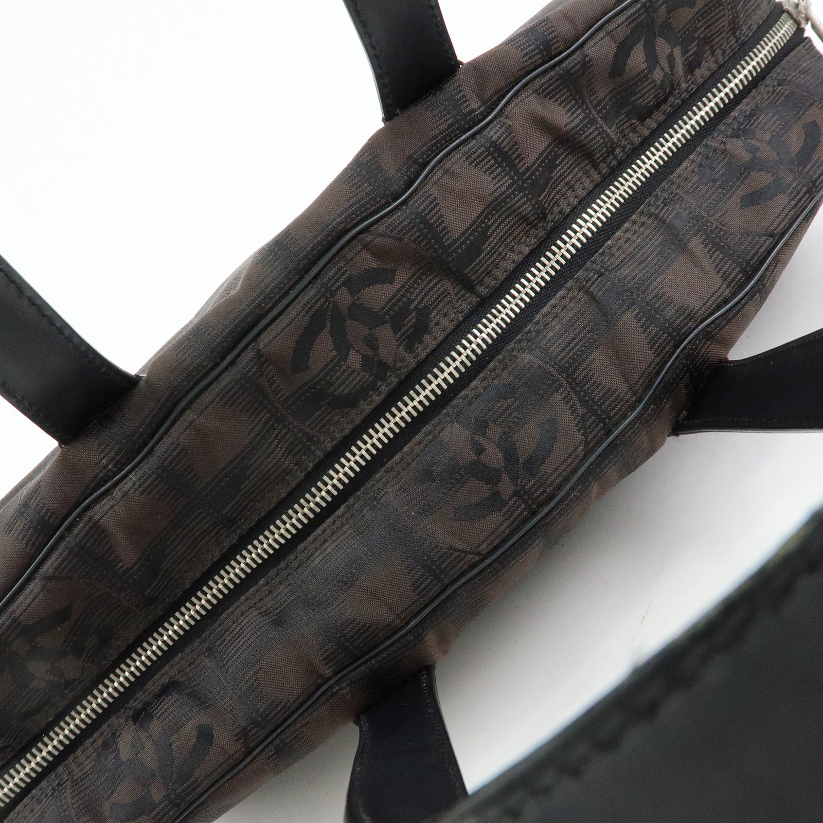 CHANEL New Travel Line Nylon Jacquard Mini Boston Bag Brown A15828