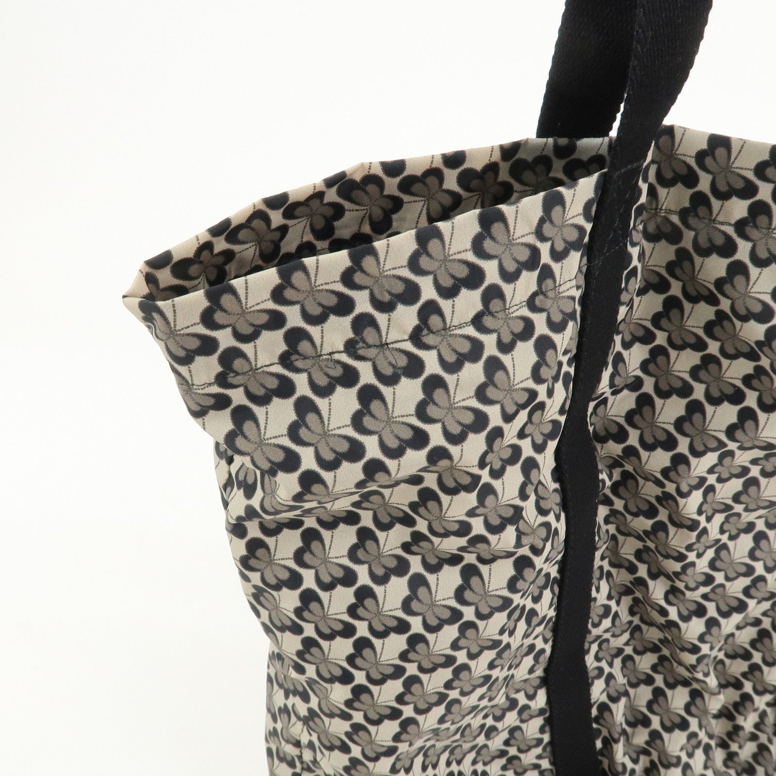BOTTEGA VENETA Intrecciato Leather Foldable Tote Bag Nylon Black