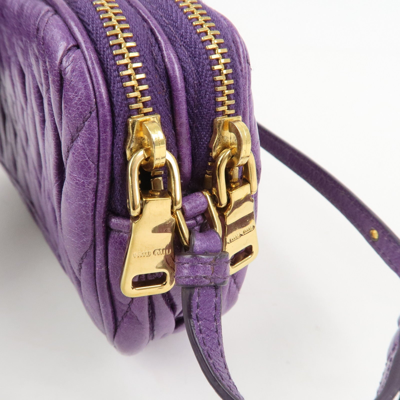MIU MIU Logo Matelasse Mini Hand Bag Shoulder Bag Purple 5ARH02