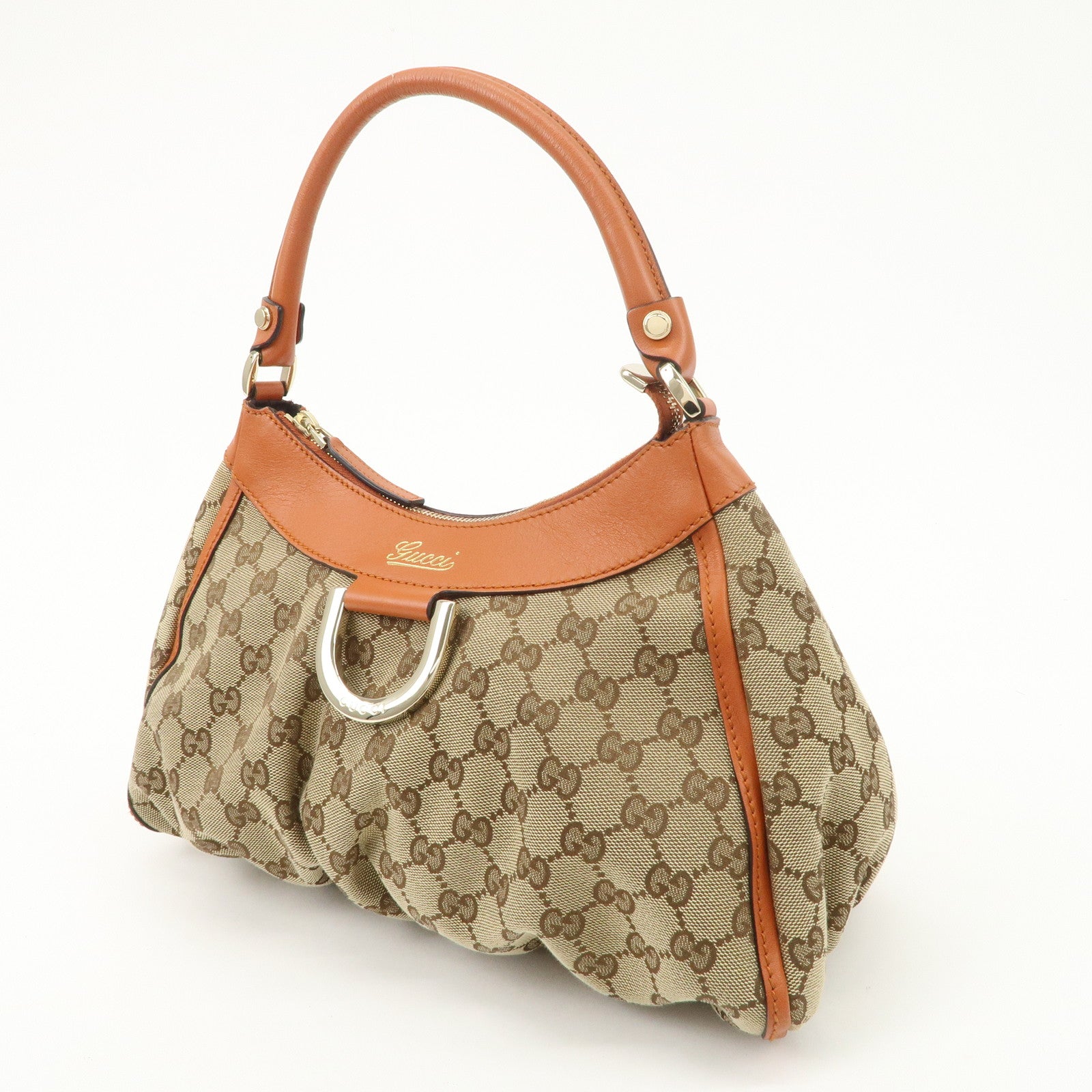 GUCCI Abbey GG Canvas Leather Shoulder Bag Hand Bag Beige 190525