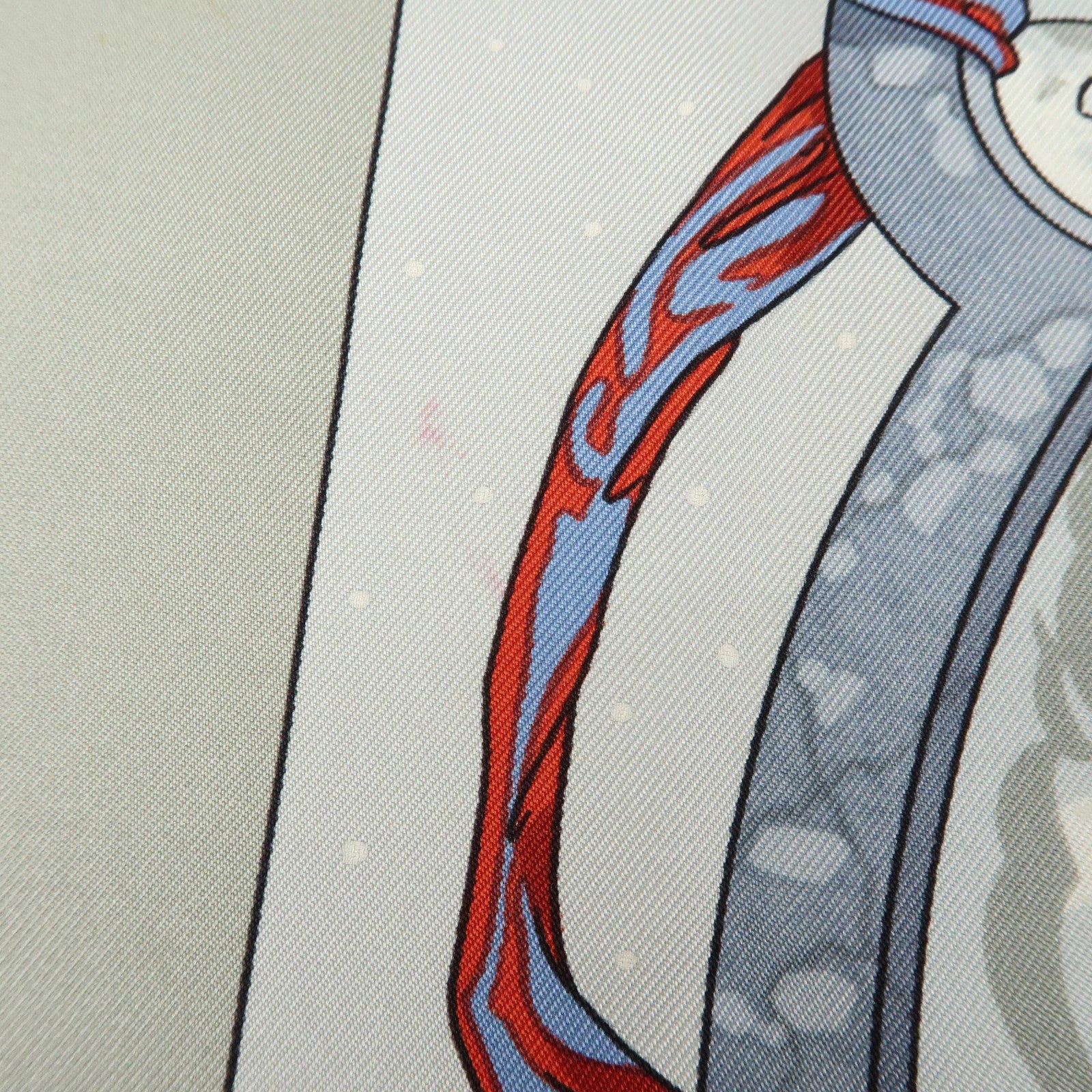 HERMES Carre 90 Silk 100% Scarf CAVALIERS DES NUAGES Gray Blue