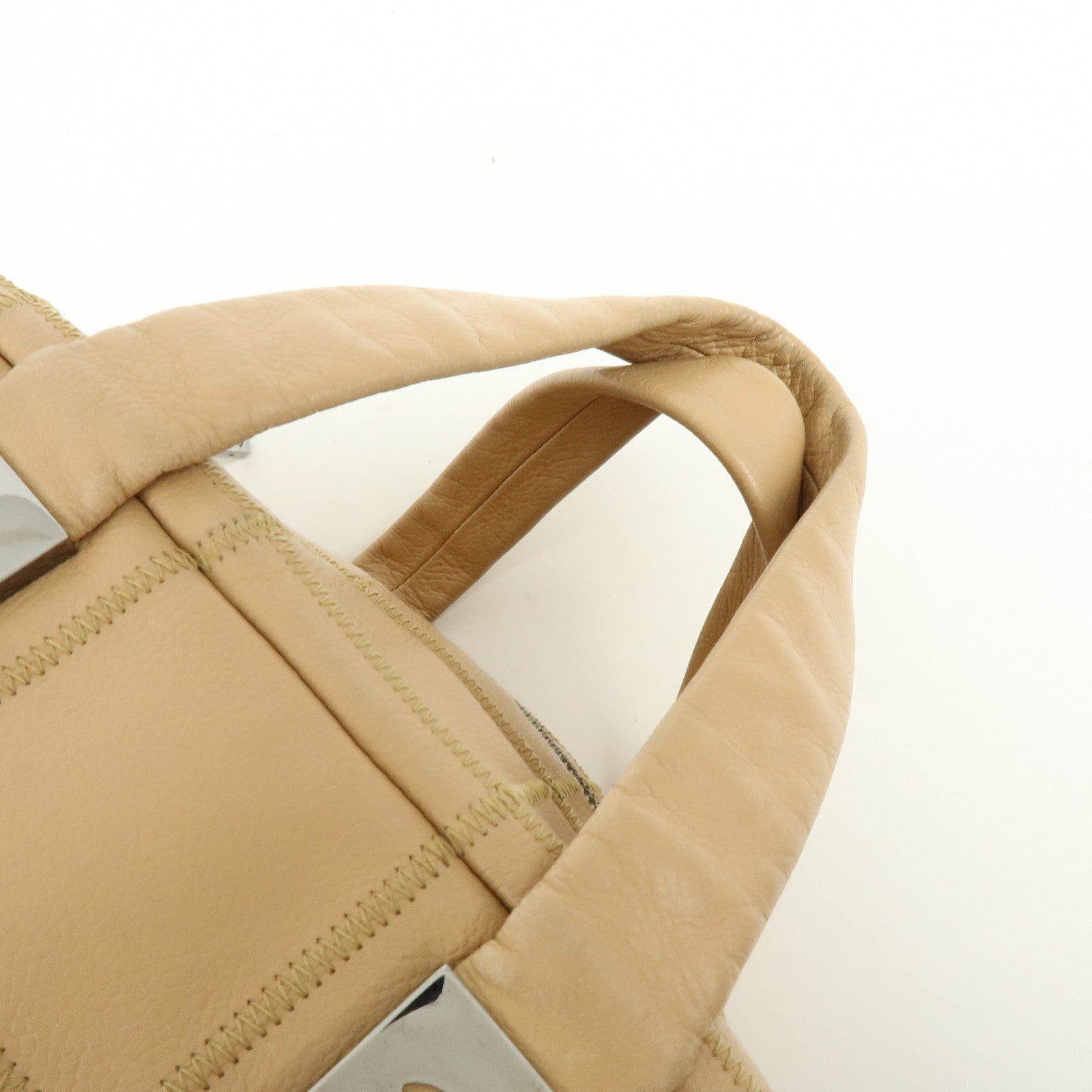 CHANEL Chocolate Bar COCO Mark Caviarskin Hand Bag Beige