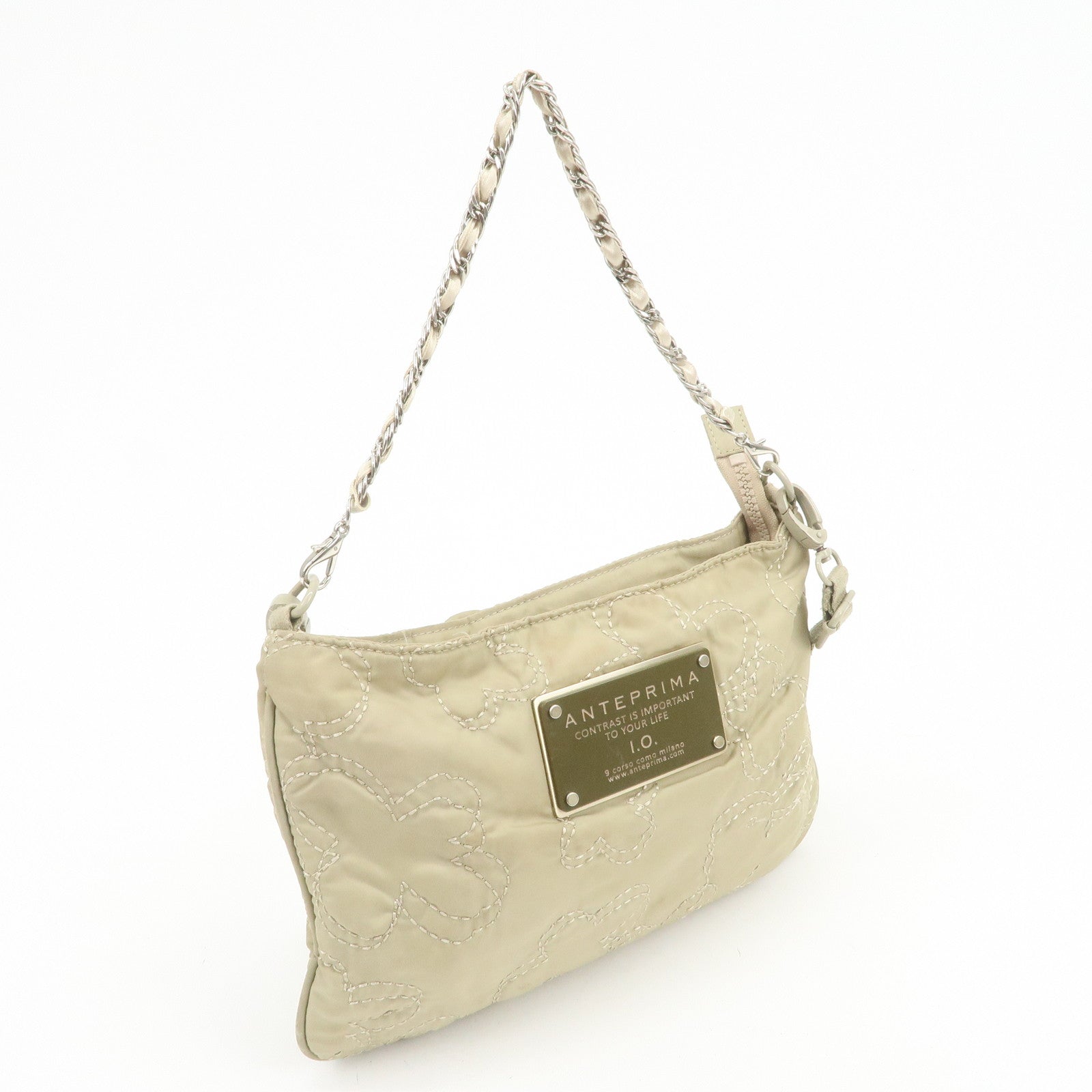 ANTEPRIMA Logo Nylon 2Way Bag Hand Bag Shoulder Bag Khaki