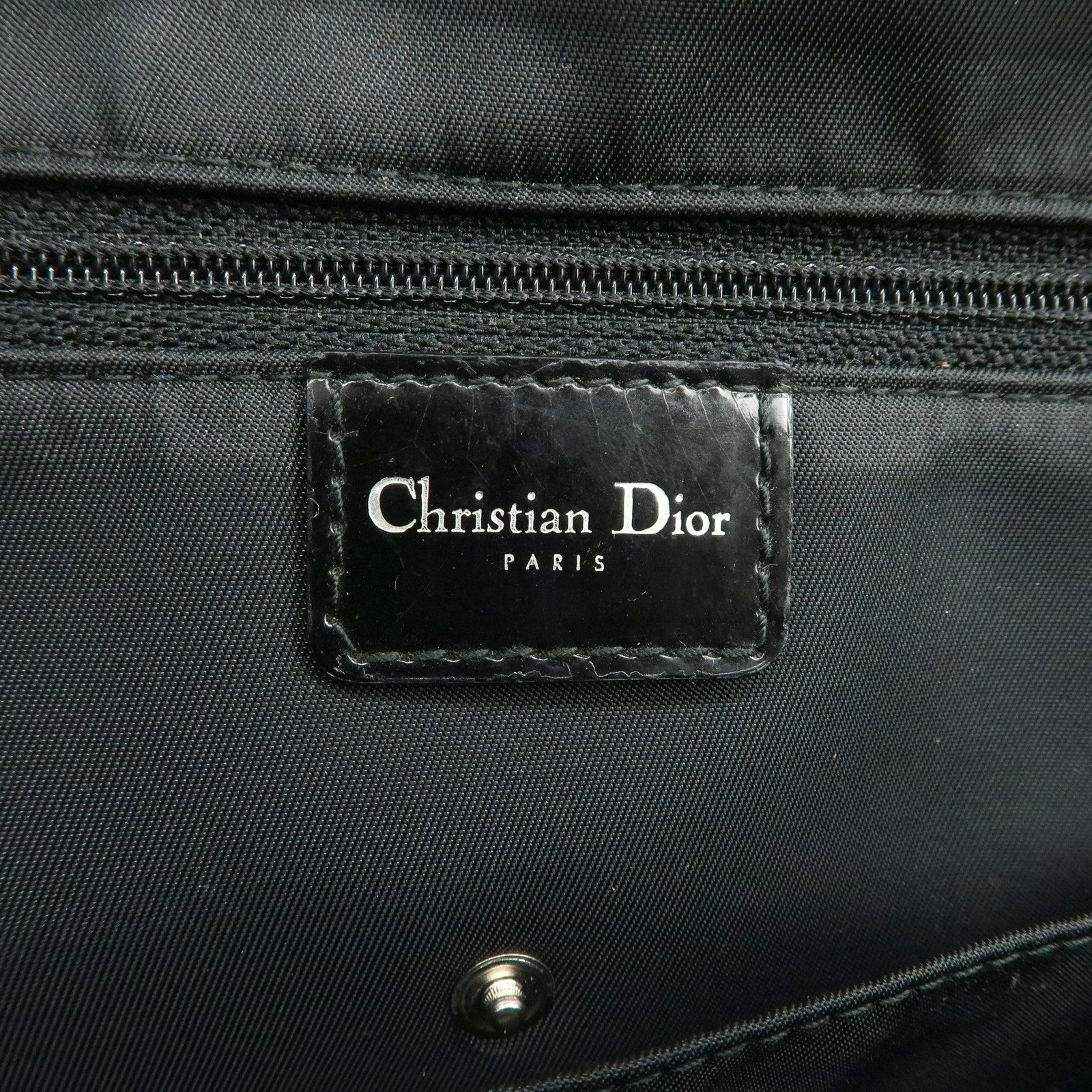 Christian Dior Double Saddle Canvas Patent Leather Hand Bag Used