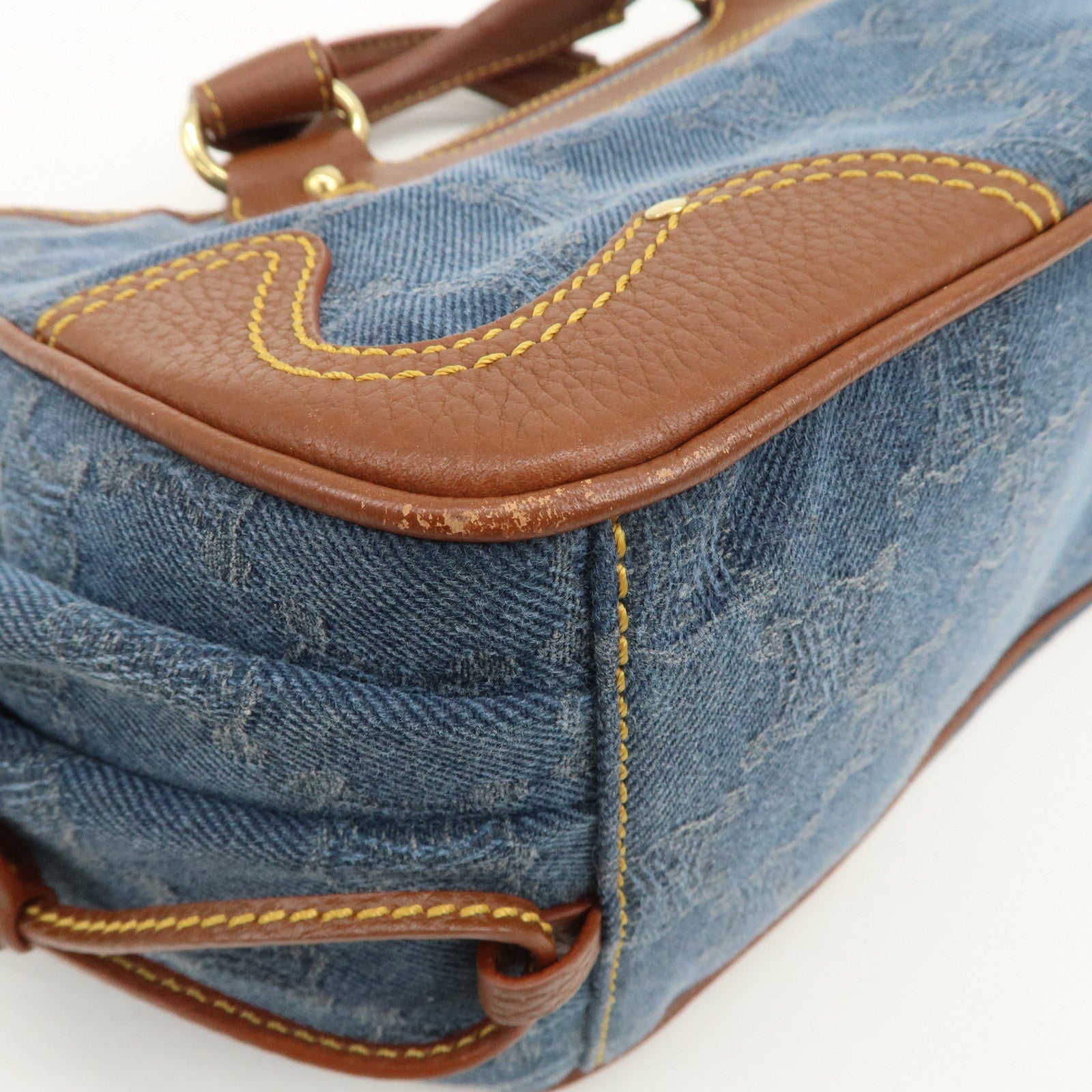 CELINE Macadam Denim Leather Boogie Bag Blue Brown