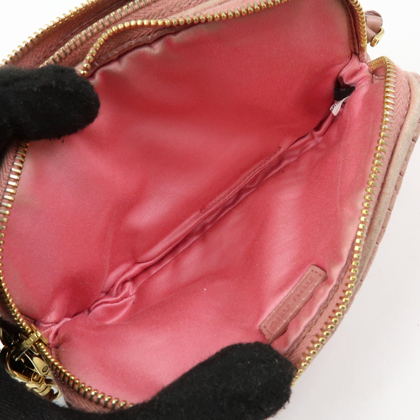 MIU MIU Matelasse Leather Hand Bag Accessory Pouch Pink