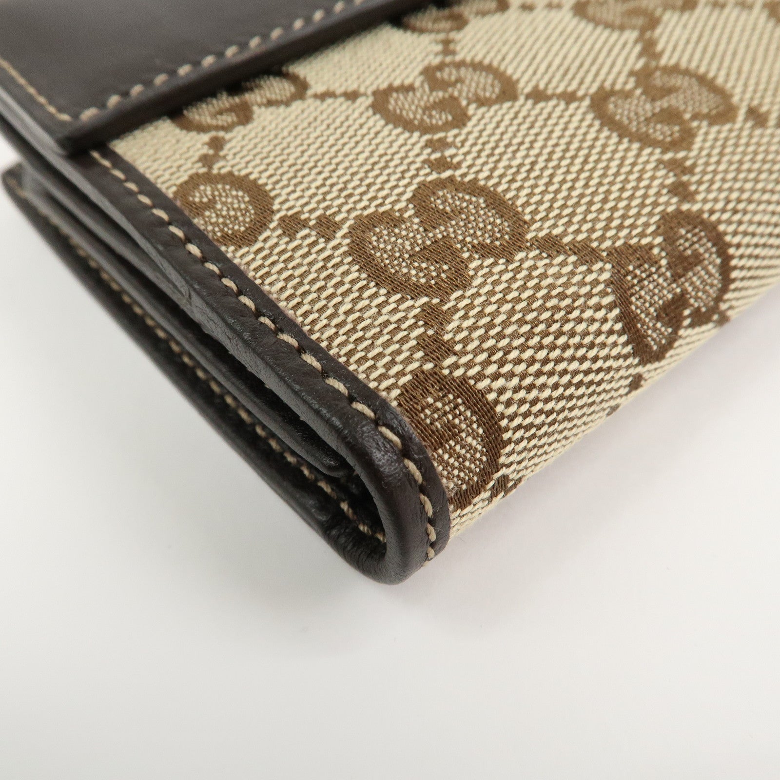 GUCCI Lovely Heart GG Canvas Bi-fold Long Wallet Beige Brown 203550