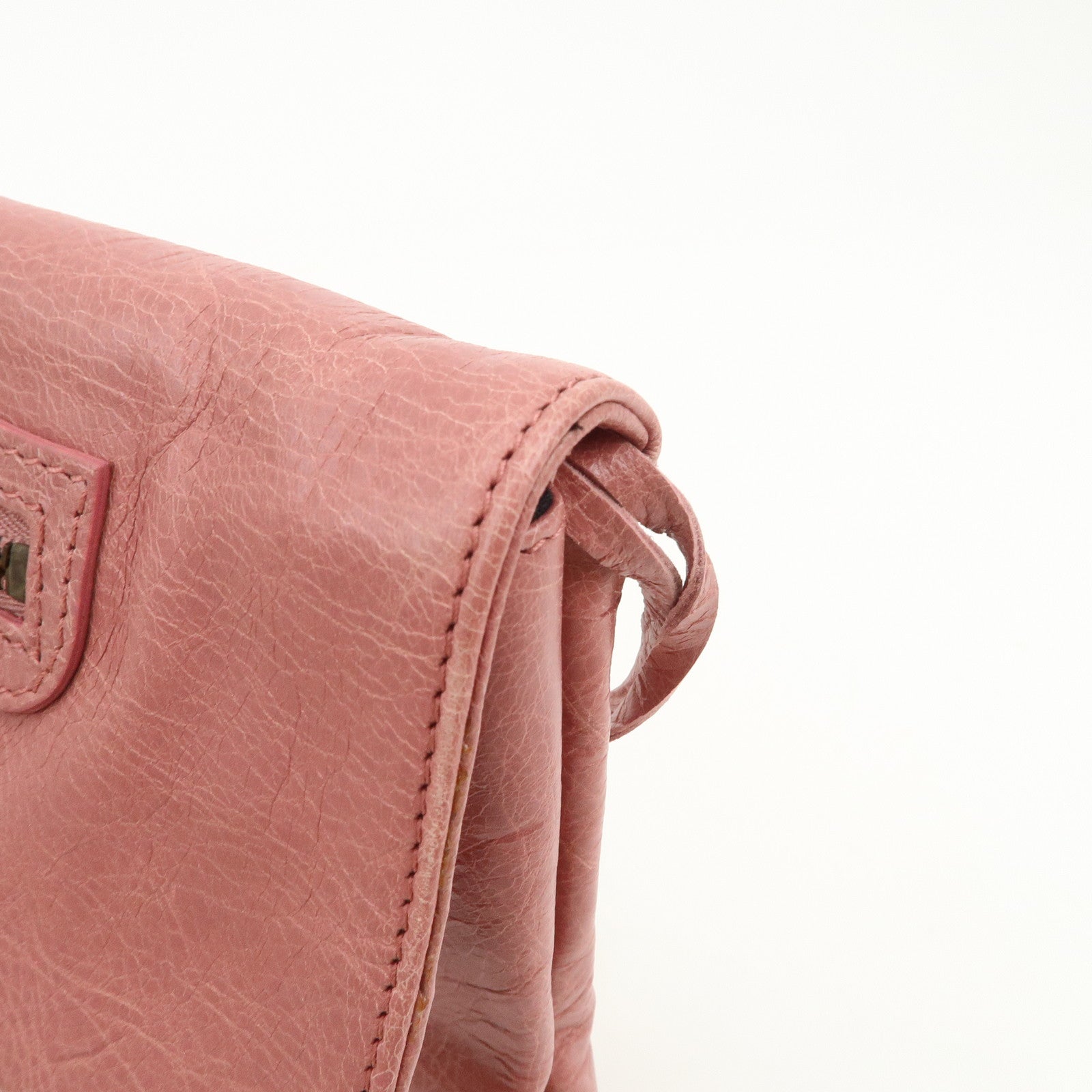 BALENCIAGA Logo Leather Giant Clutch Bag Pink