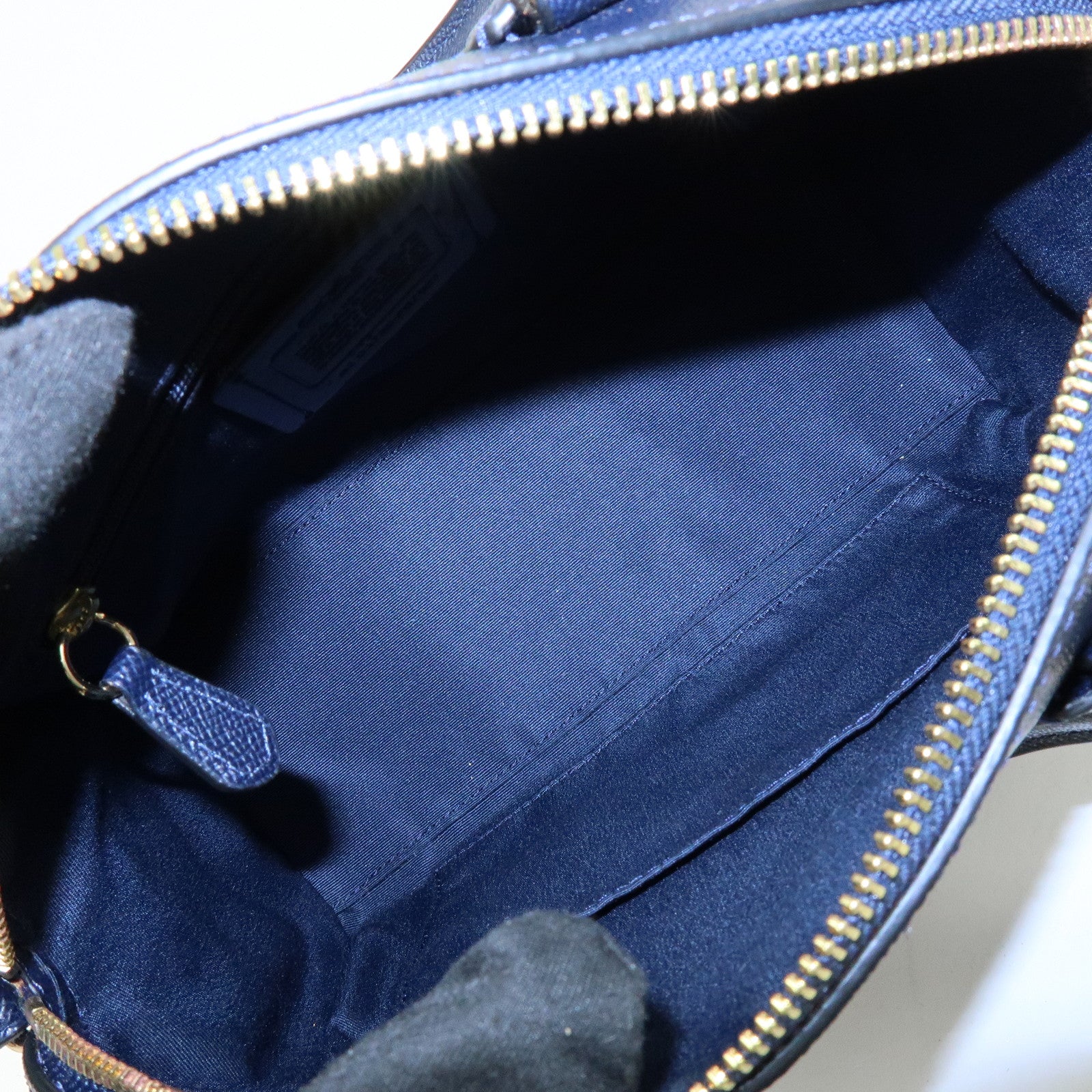 COACH Leather 2Way Shoulder Bag Hand Bag Navy