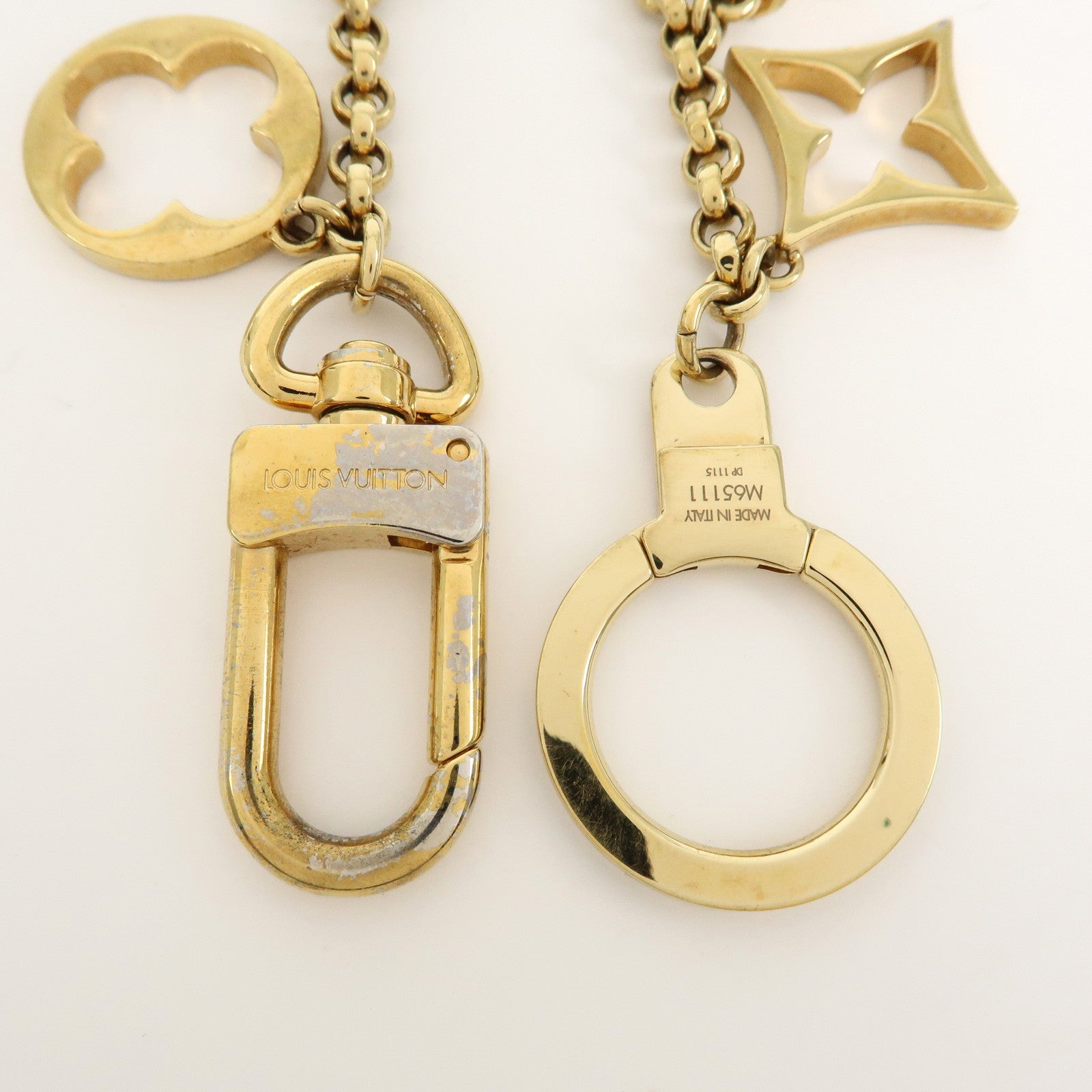 Louis Vuitton Fleur de Monogram Bag Charm Key Chain Gold M65111