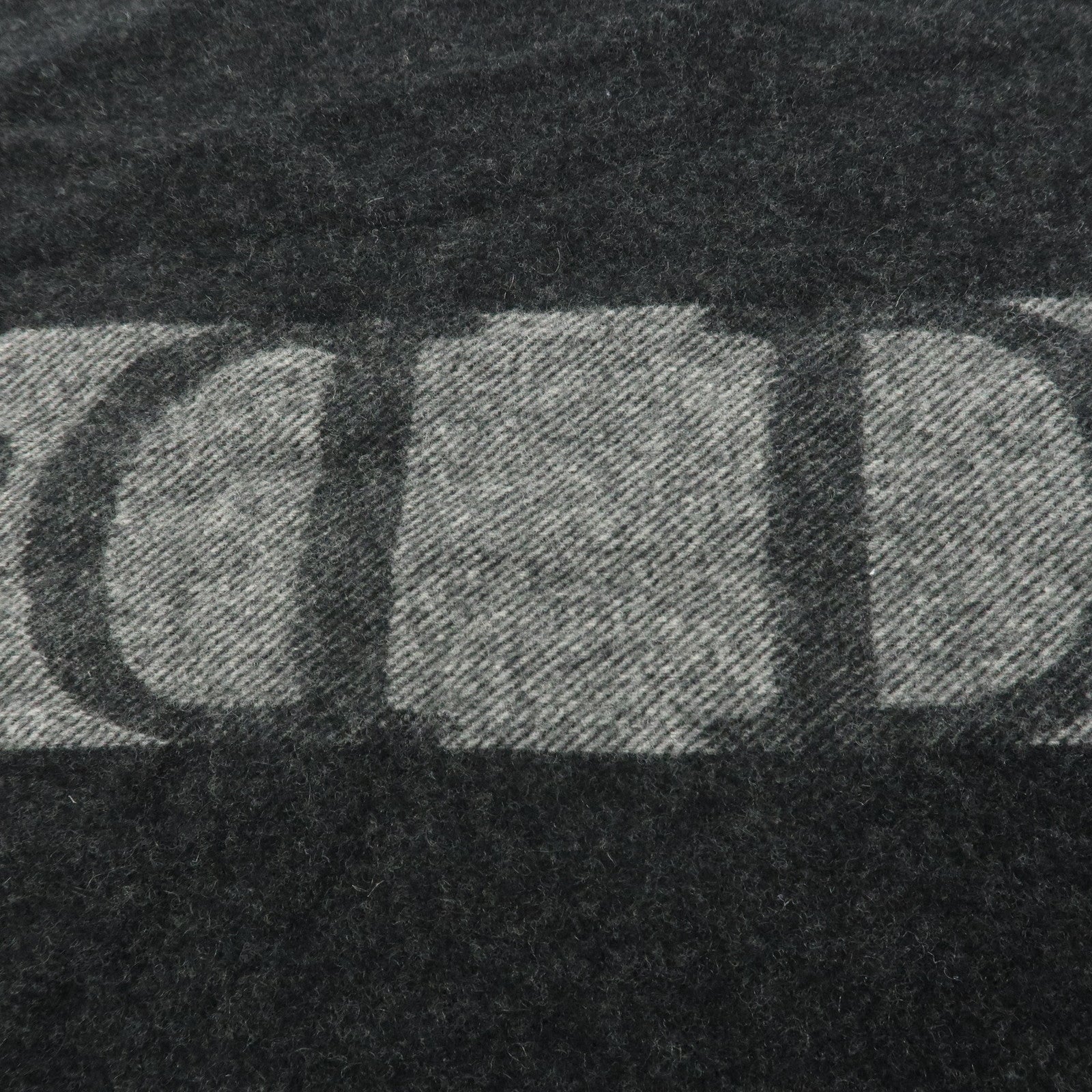 Christian Dior Logo Wool Cashmere Scarf Black Gray