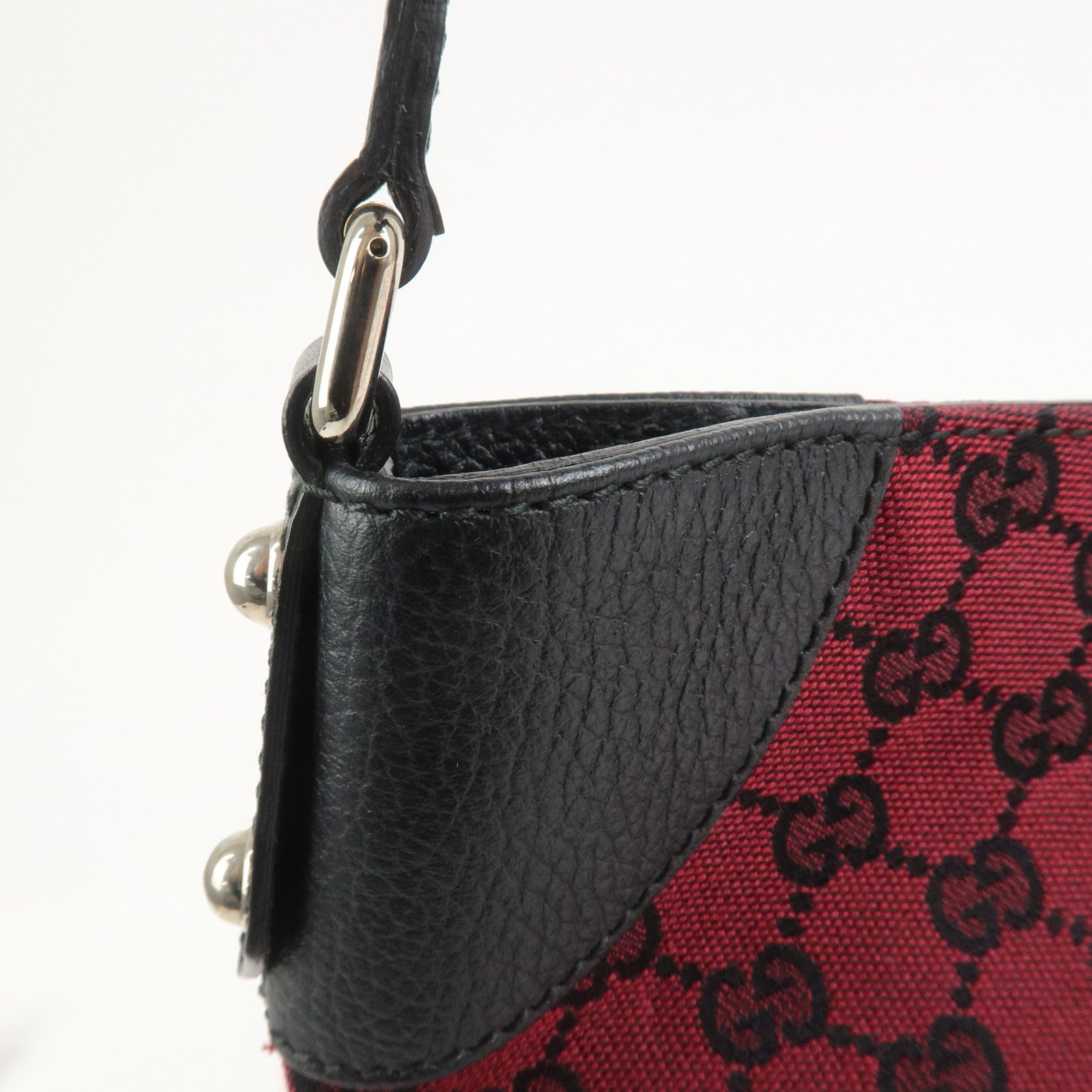 GUCCI GG Canvas Leather Shoulder Bag Red Black 272389