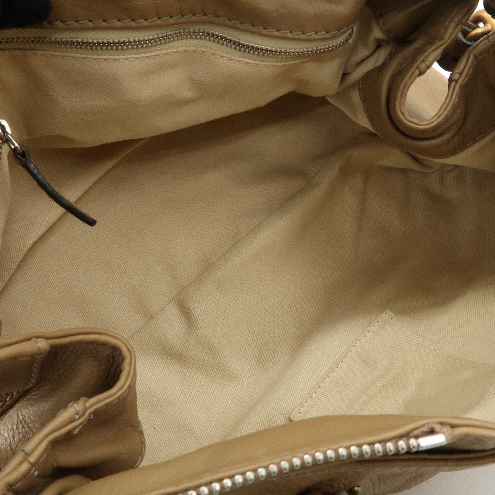 Chloe Paddington Leather Hand Bag Shoulder Bag Medium Beige Used