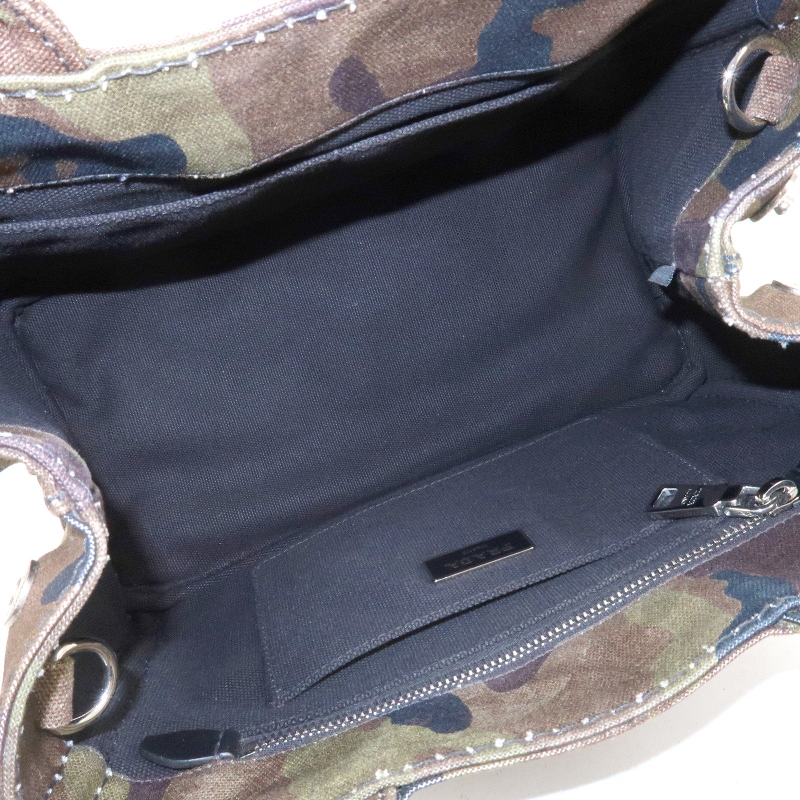 PRADA Logo Canapa Mini Canvas 2Way Bag Hand Bag Brown Green 1BG439