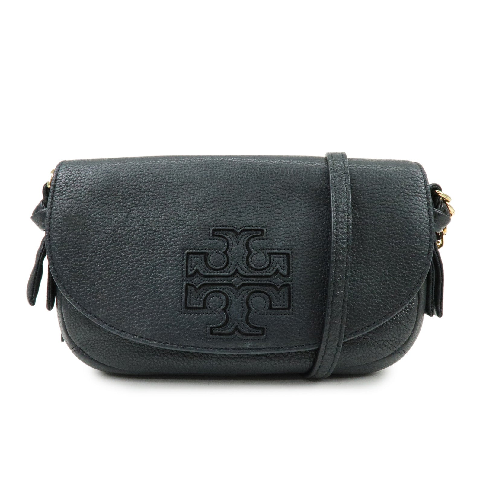 TORY BURCH Logo Leather Shoulder Bag Crossbody Bag Black