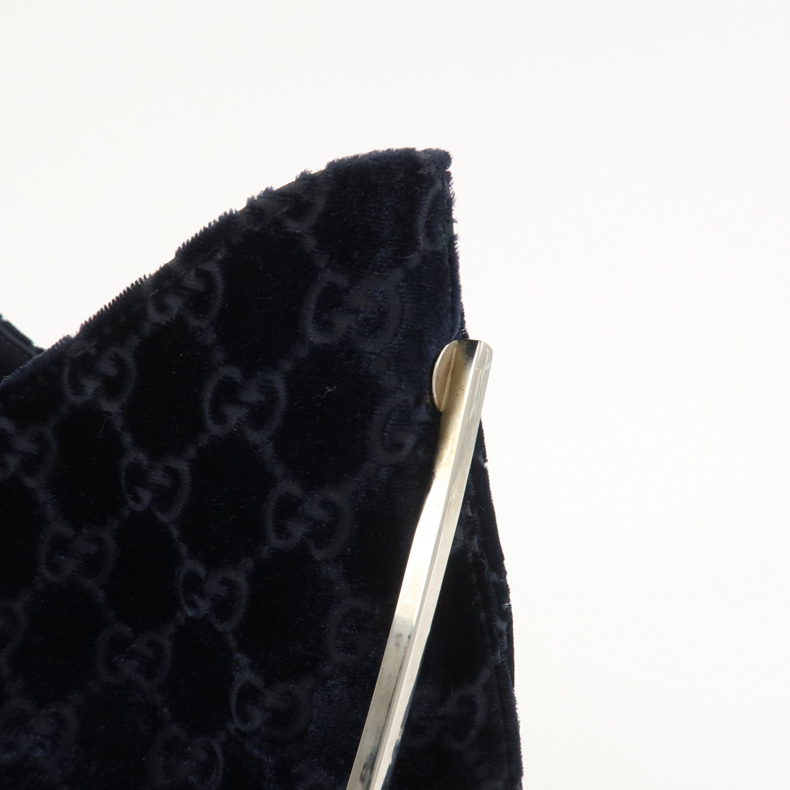 GUCCI Velvet GG Monogram Shoulder Bag Hand Bag Navy 001・2123