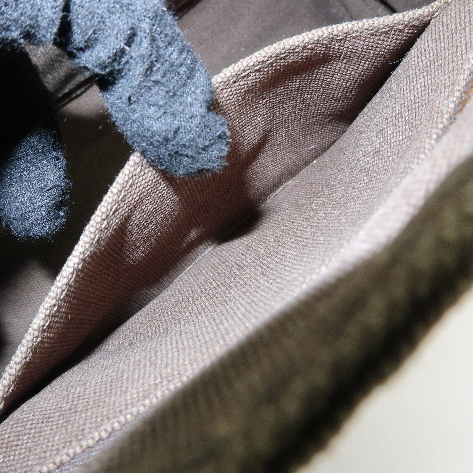 PRADA Canapa Mini Canvas Bag Hand Bag Tote Bag Khaki BN2439 Used