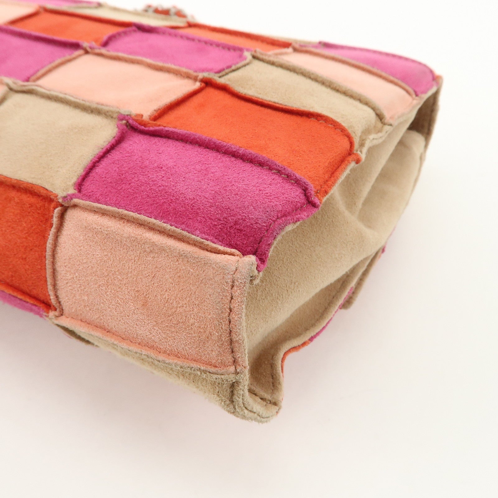 CHANEL 2.55 Suede Patchwork Chain Shoulder Bag Multicolor A14528