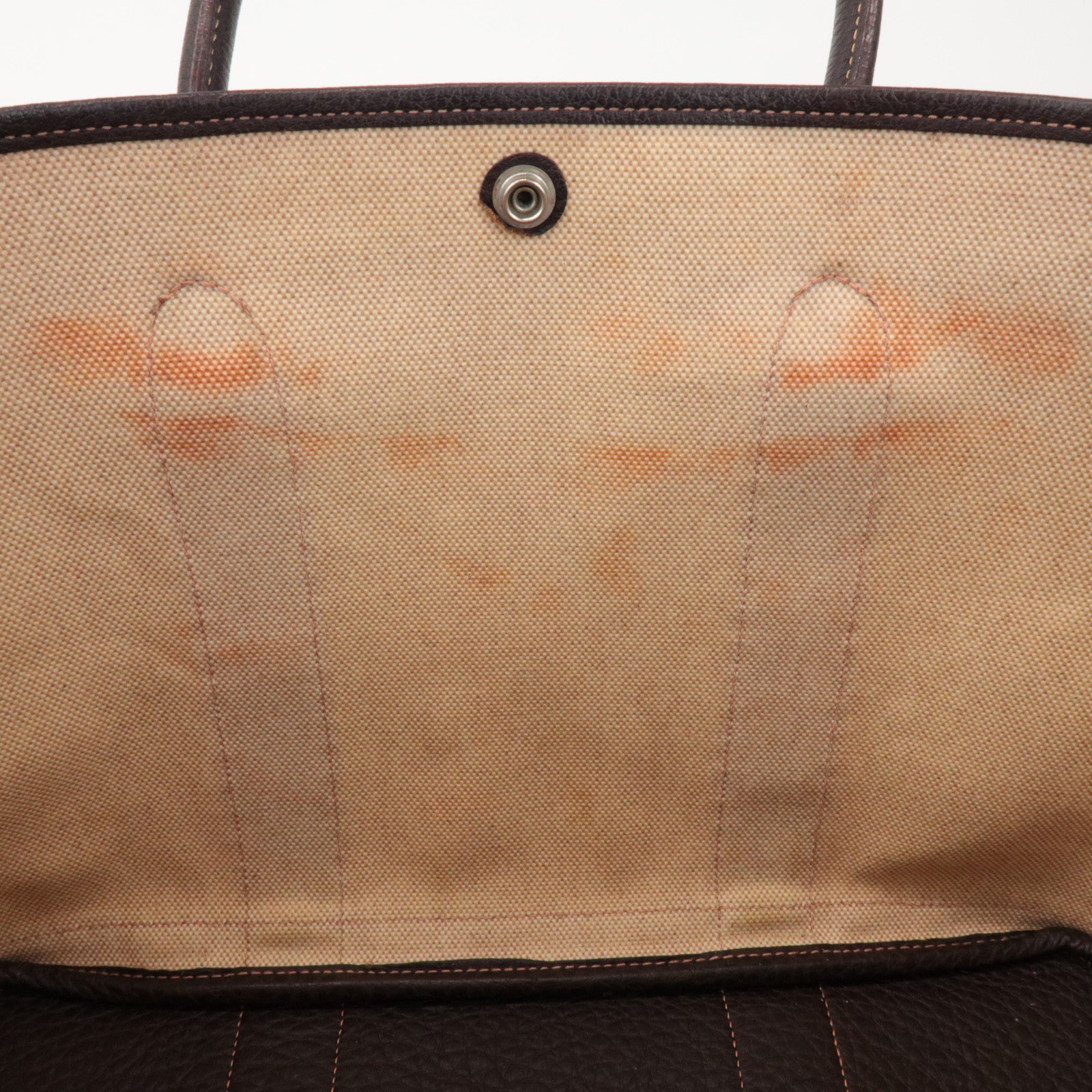 HERMES Toile Ash Garden Party PM □H Stamped Tote Bag Brown