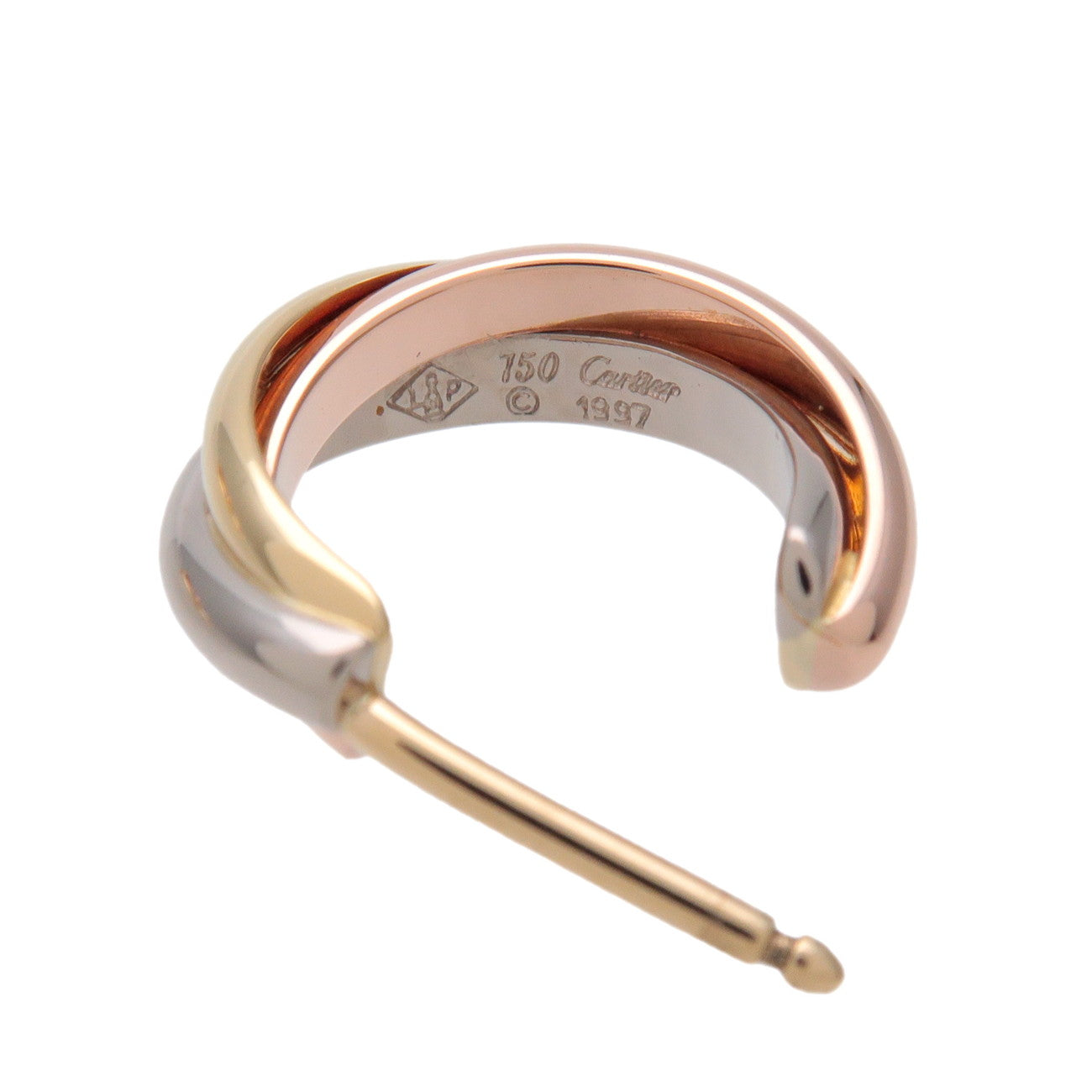 Cartier Trinity Mini Earrings 750 White Gold Rose Gold Yellow Gold