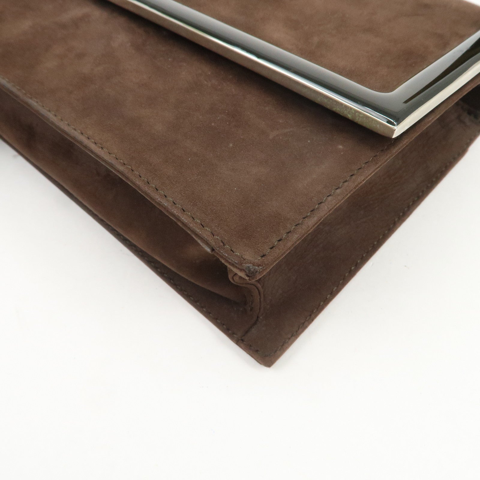 Ferragamo Leather Shoulder Bag Hand Bag Brown