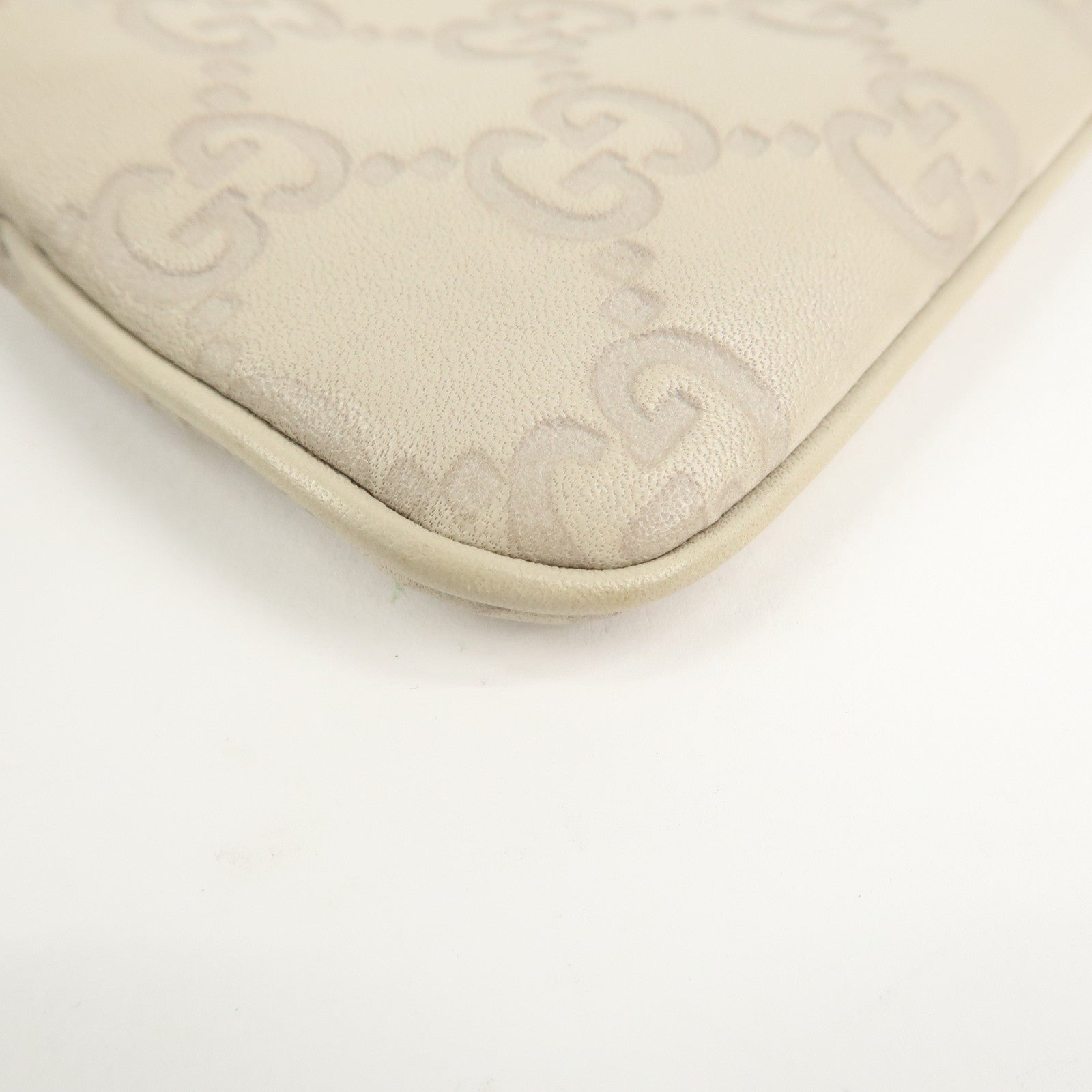 GUCCI Guccissima Leather Coin Case Key Case Ivory 233183 Used