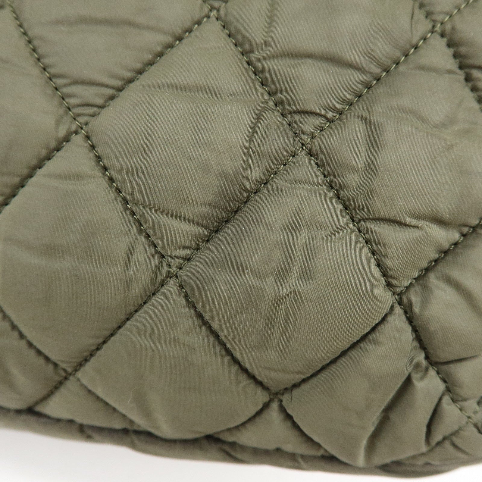 CHANEL COCO Cocoon PM Nylon Tote Bag Dark Green Plaid A48610