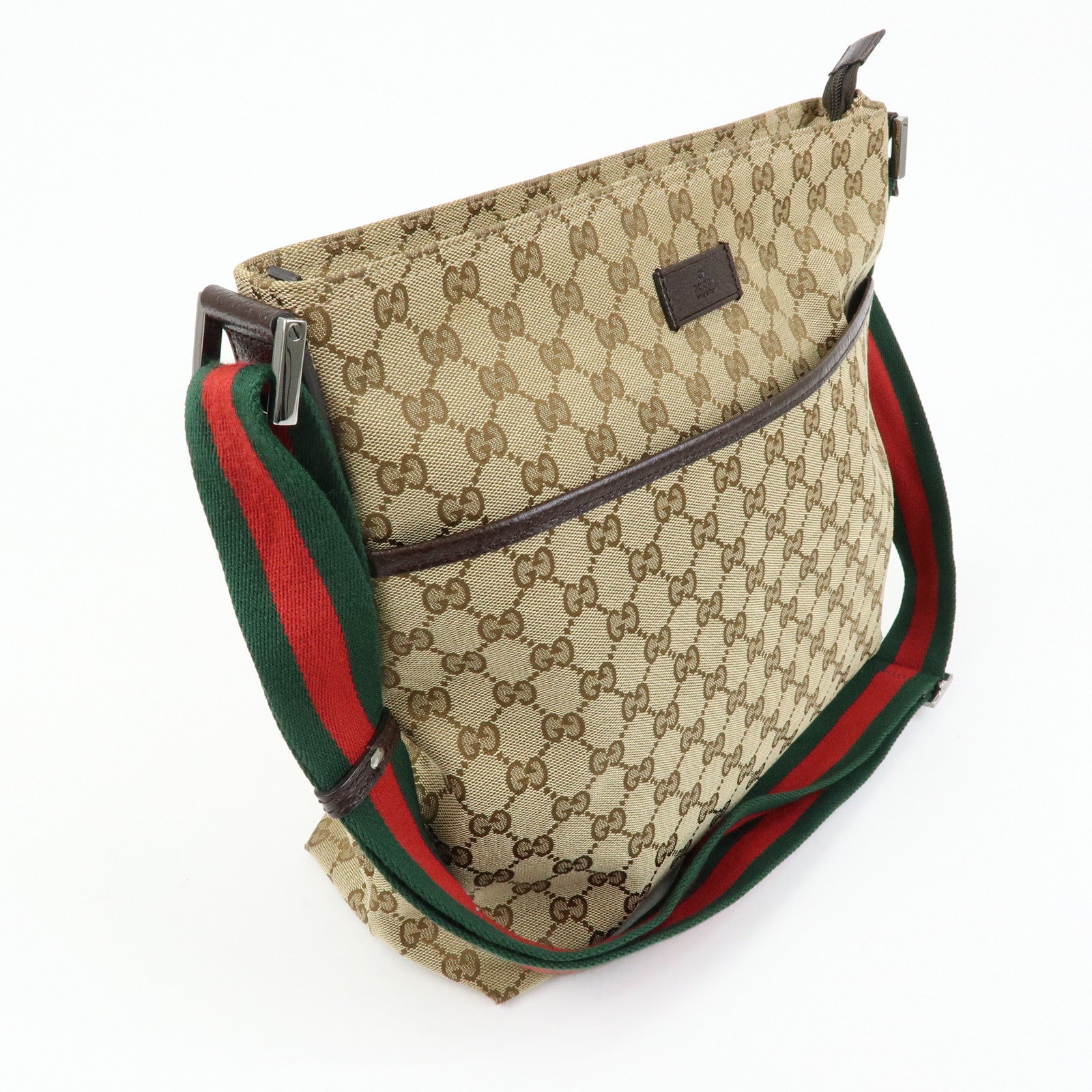 GUCCI Sherry GG Canvas Leather Shoulder Bag Beige Brown 189751