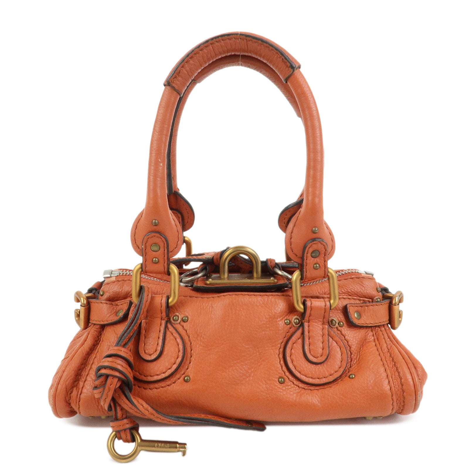 Chloe Paddington Leather Hand Bag Shoulder Bag Orange