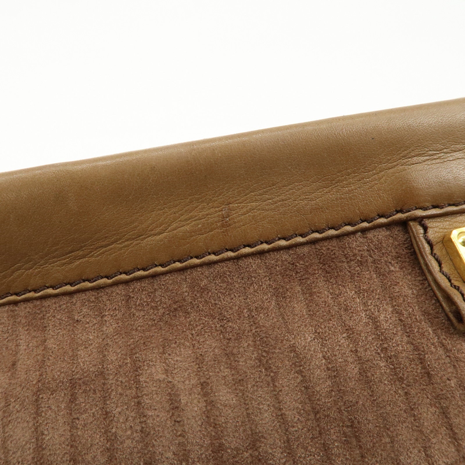 LOEWE Anagram Logo Suede Leather Clutch Bag Pouch Brown