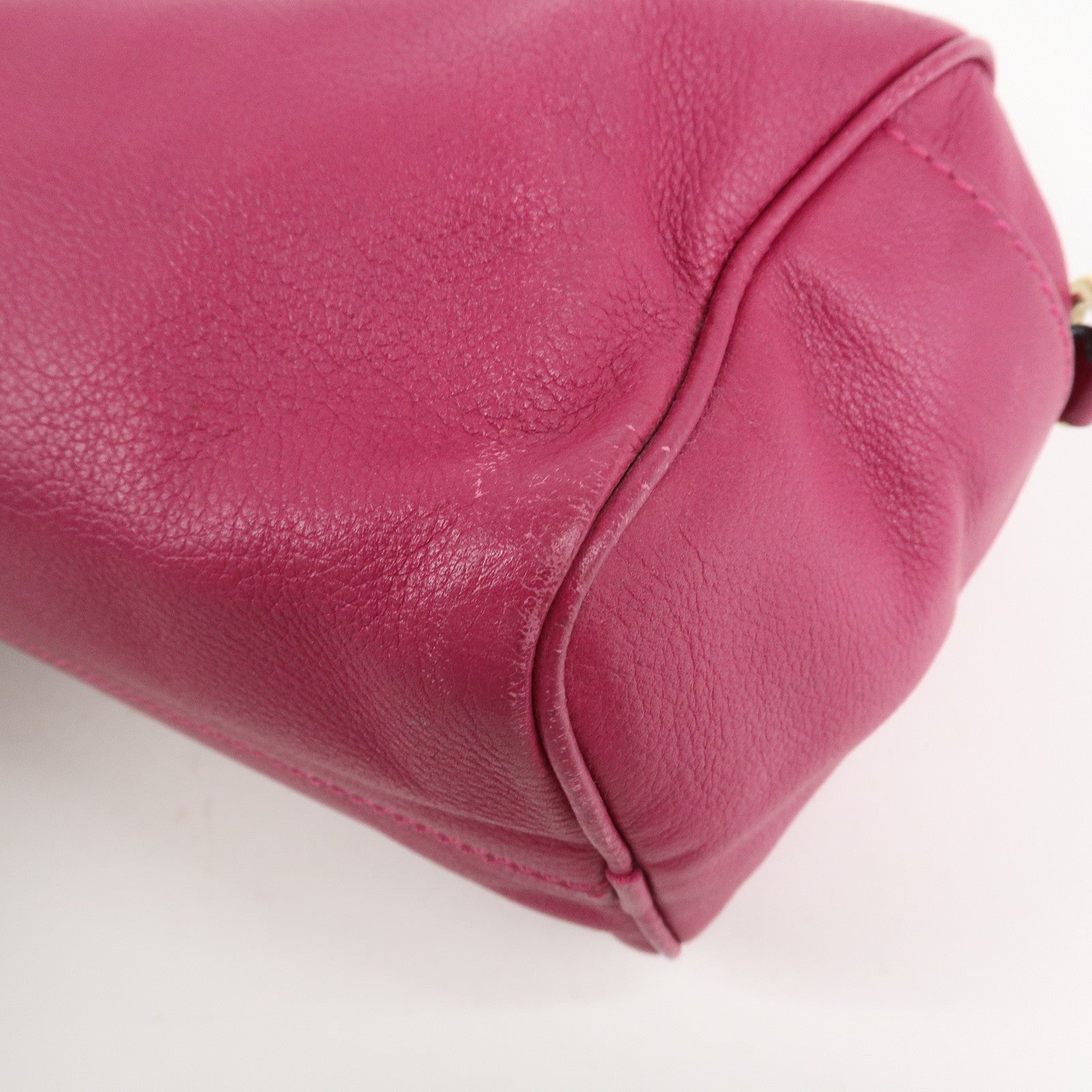 LOEWE Anagram Leather 2WAY Hand Bag Shoulder Bag Hot Pink Used