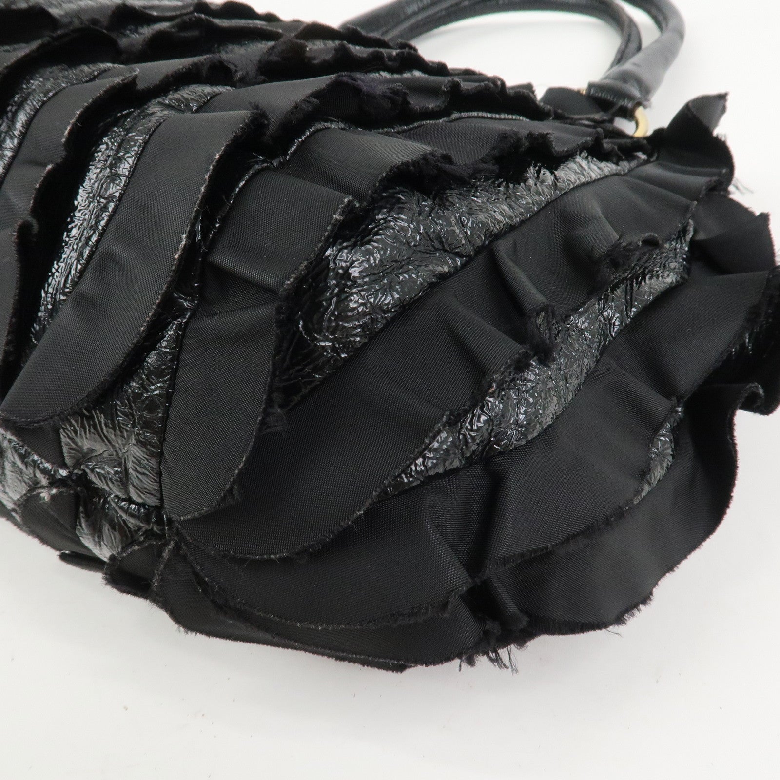 PRADA Patent Nylon Leather Shoulder Bag Hand Bag Black BR4176