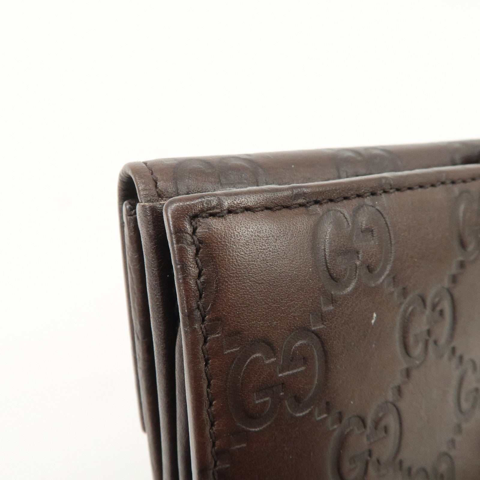 GUCCI Guccissima Leather W Hook Bi-Fold Long Wallet Brown 112715 Used