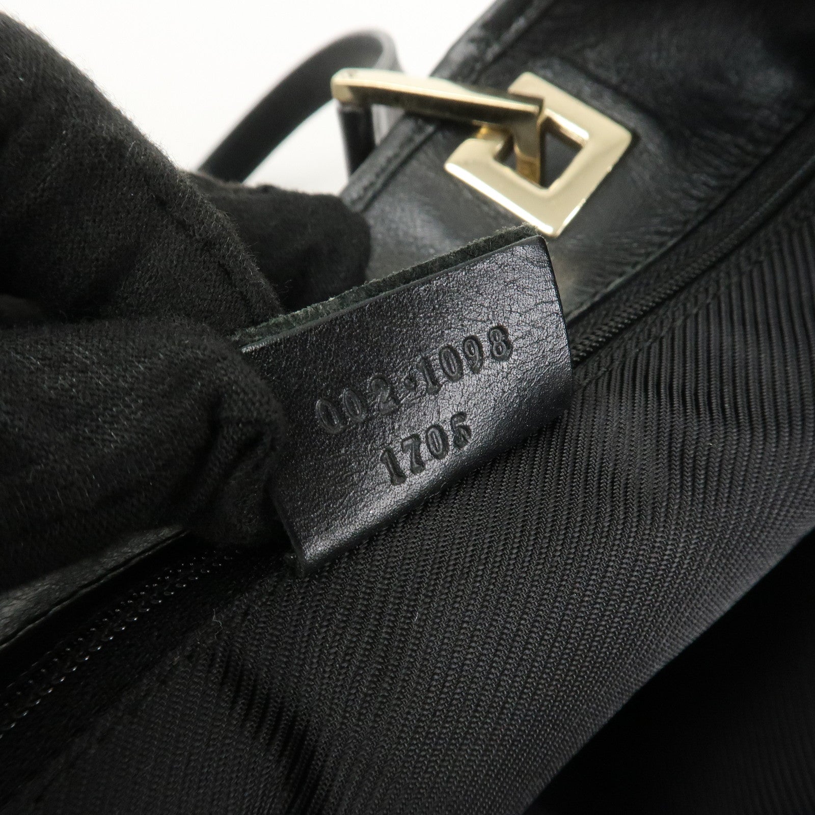 GUCCI GG Canvas Leather Tote Bag Hand Bag Black 002・1098